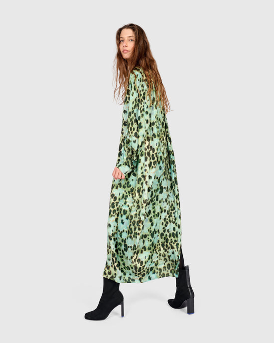 שמלה יוסף מנומרת ירוקה