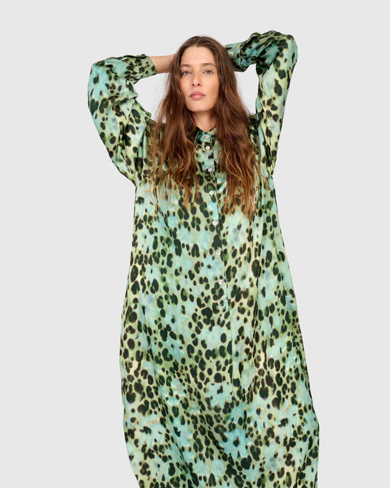 שמלה יוסף מנומרת ירוקה