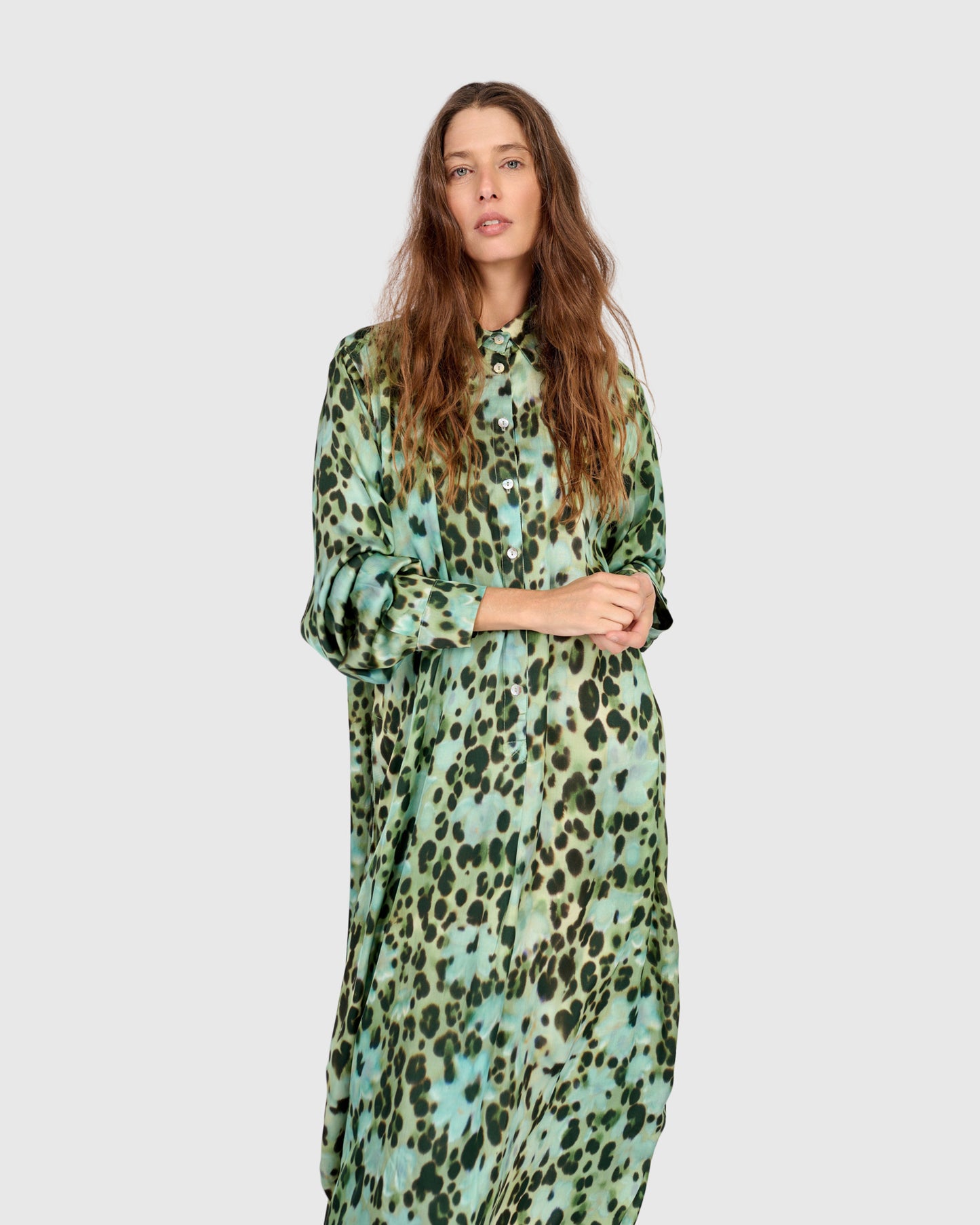 שמלה יוסף מנומרת ירוקה