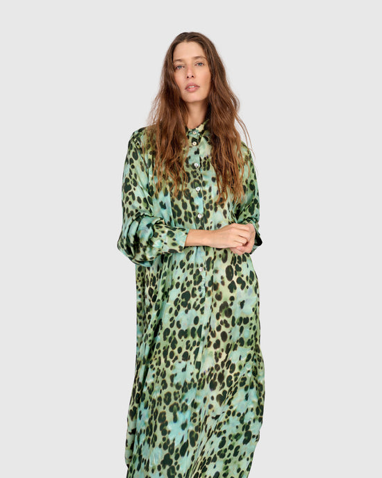 שמלה יוסף מנומרת ירוקה