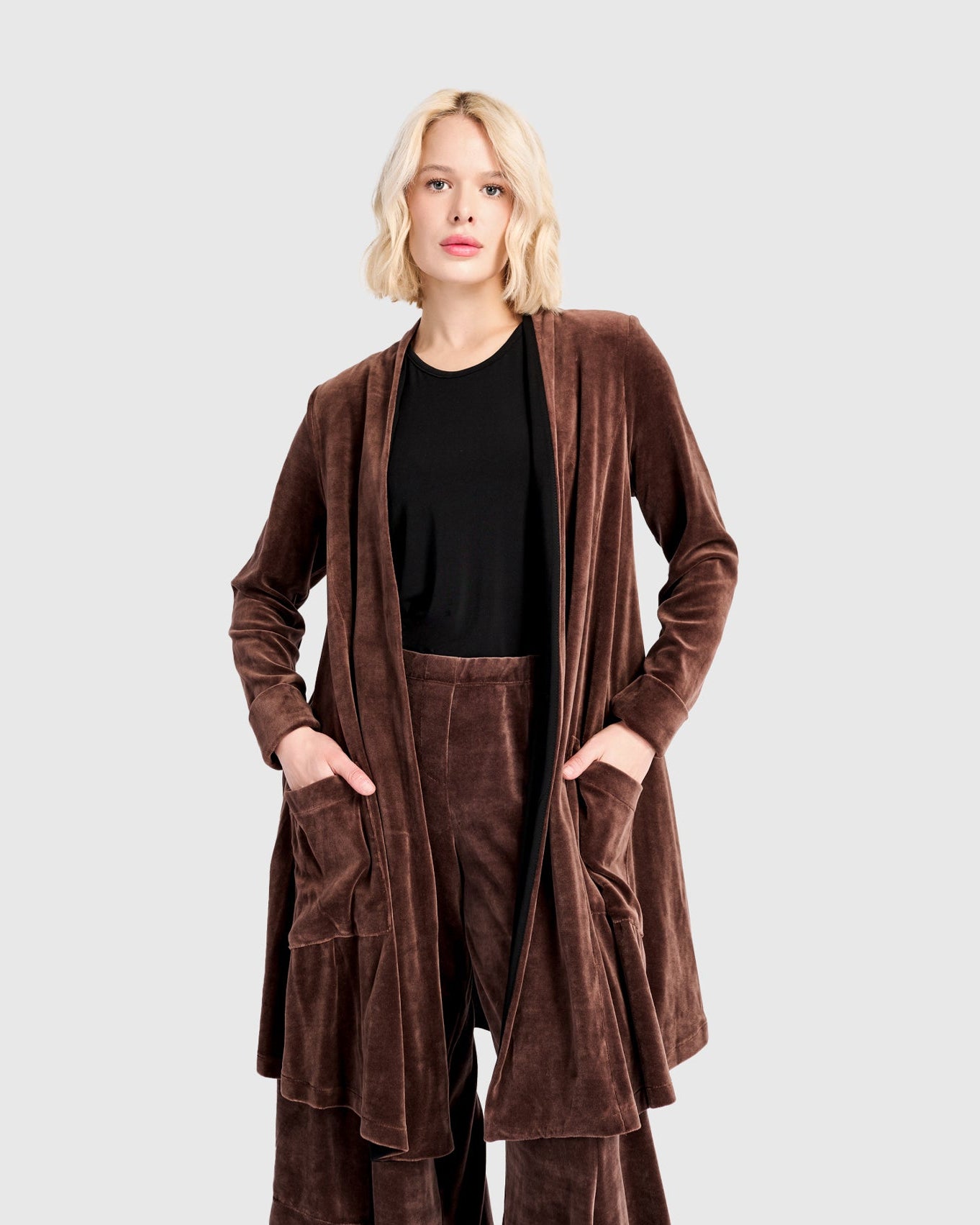 ז'קט מסתובב קטיפה חום