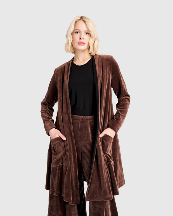 ז'קט מסתובב קטיפה חום