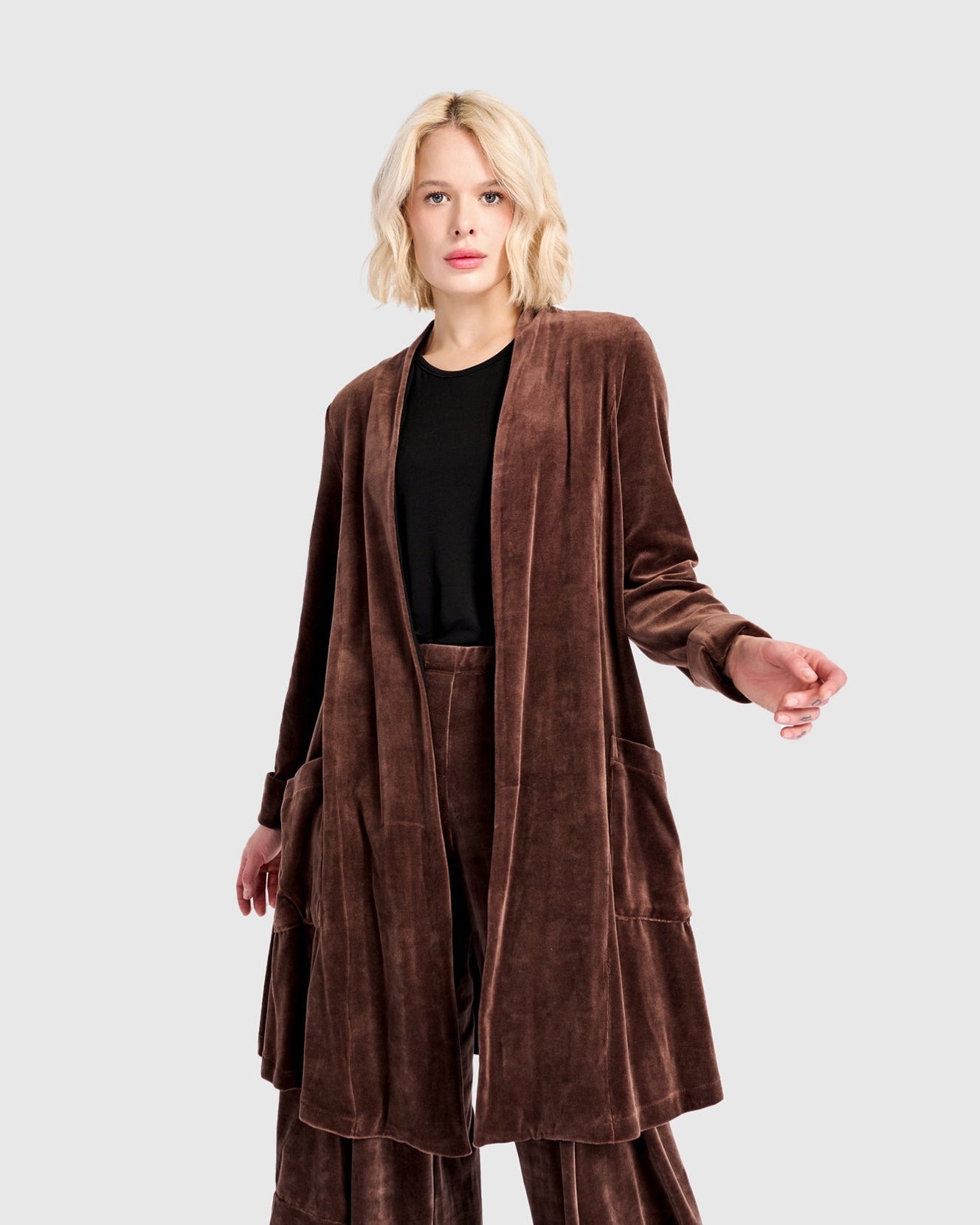 ז'קט מסתובב קטיפה חום