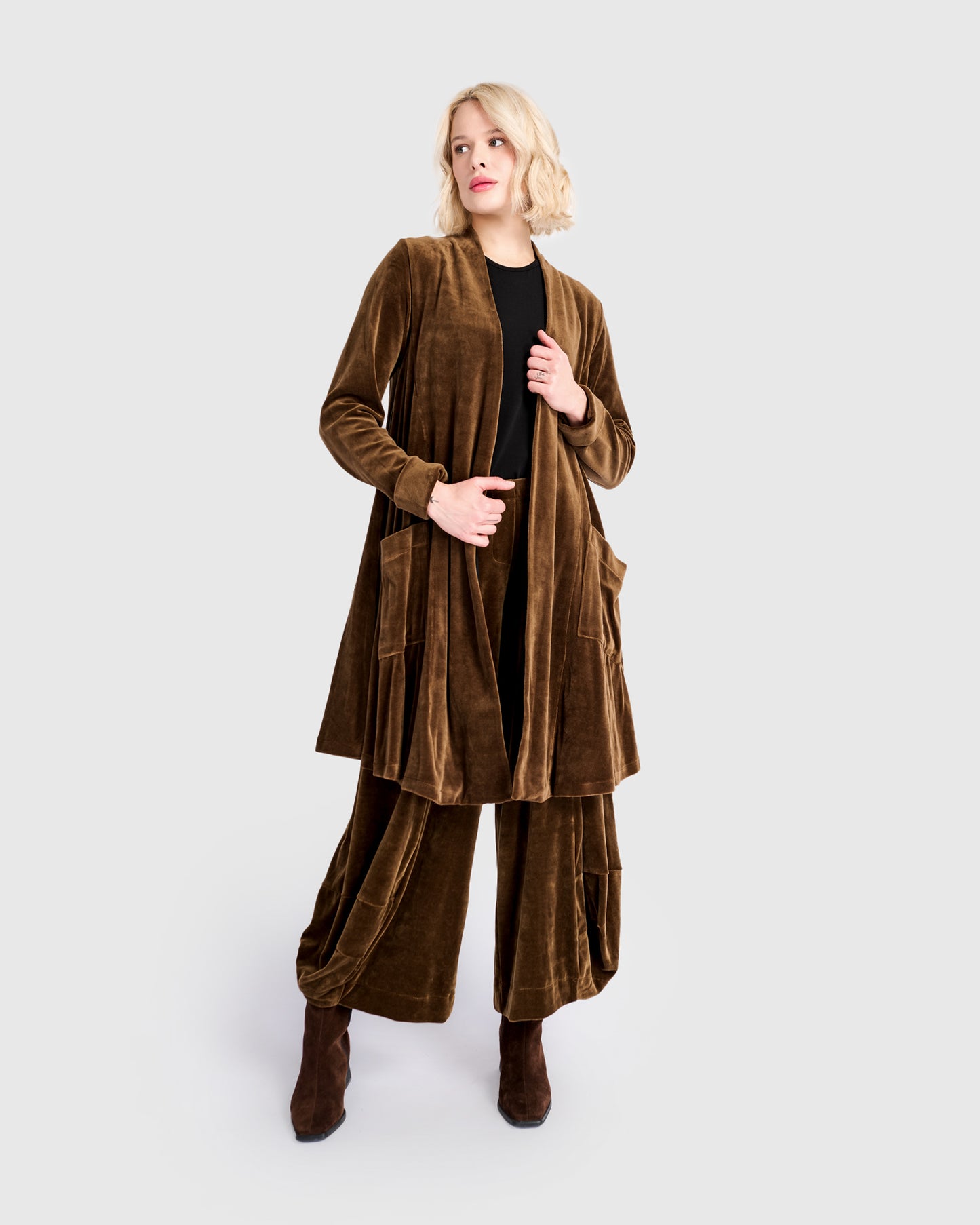 ז'קט מסתובב קטיפה חאקי