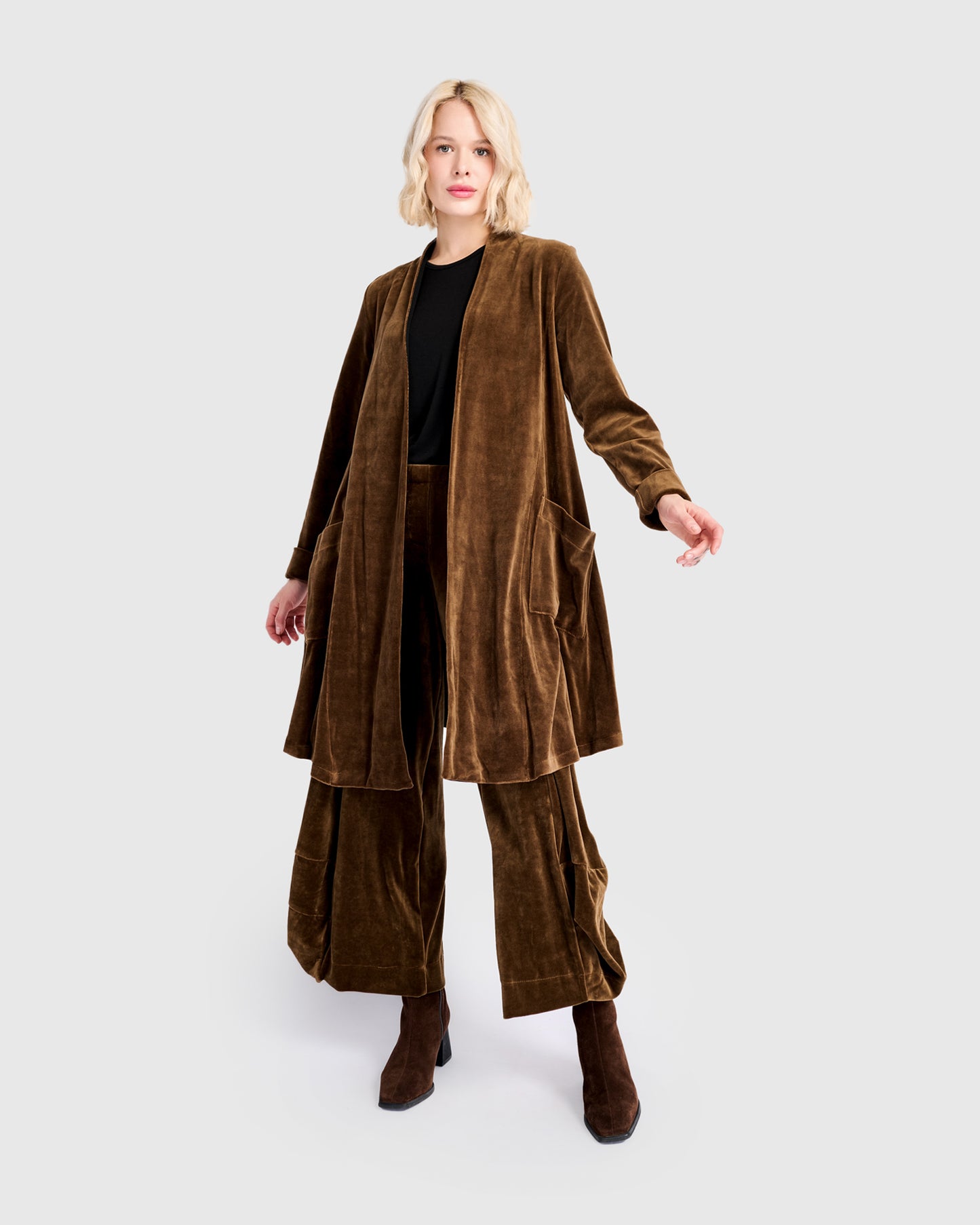 ז'קט מסתובב קטיפה חאקי