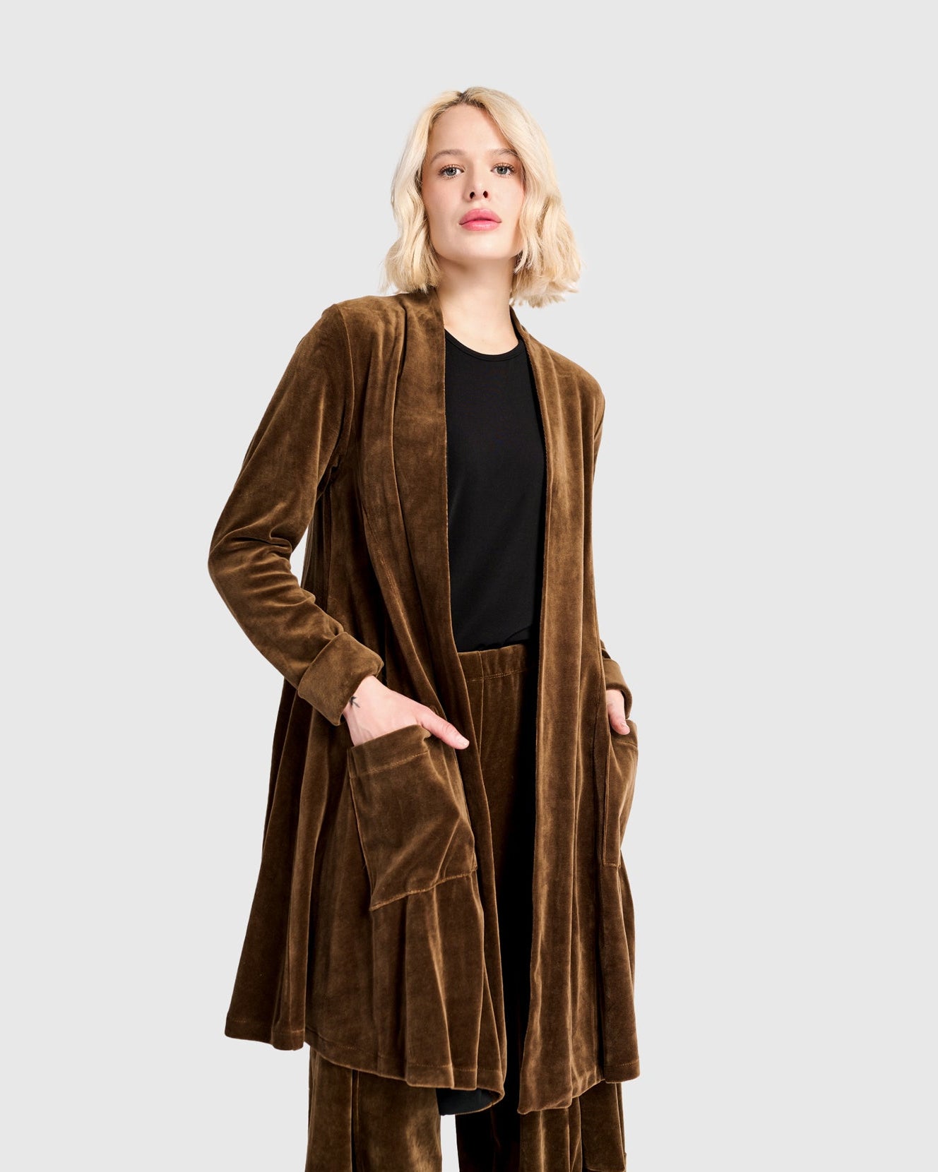 ז'קט מסתובב קטיפה חאקי