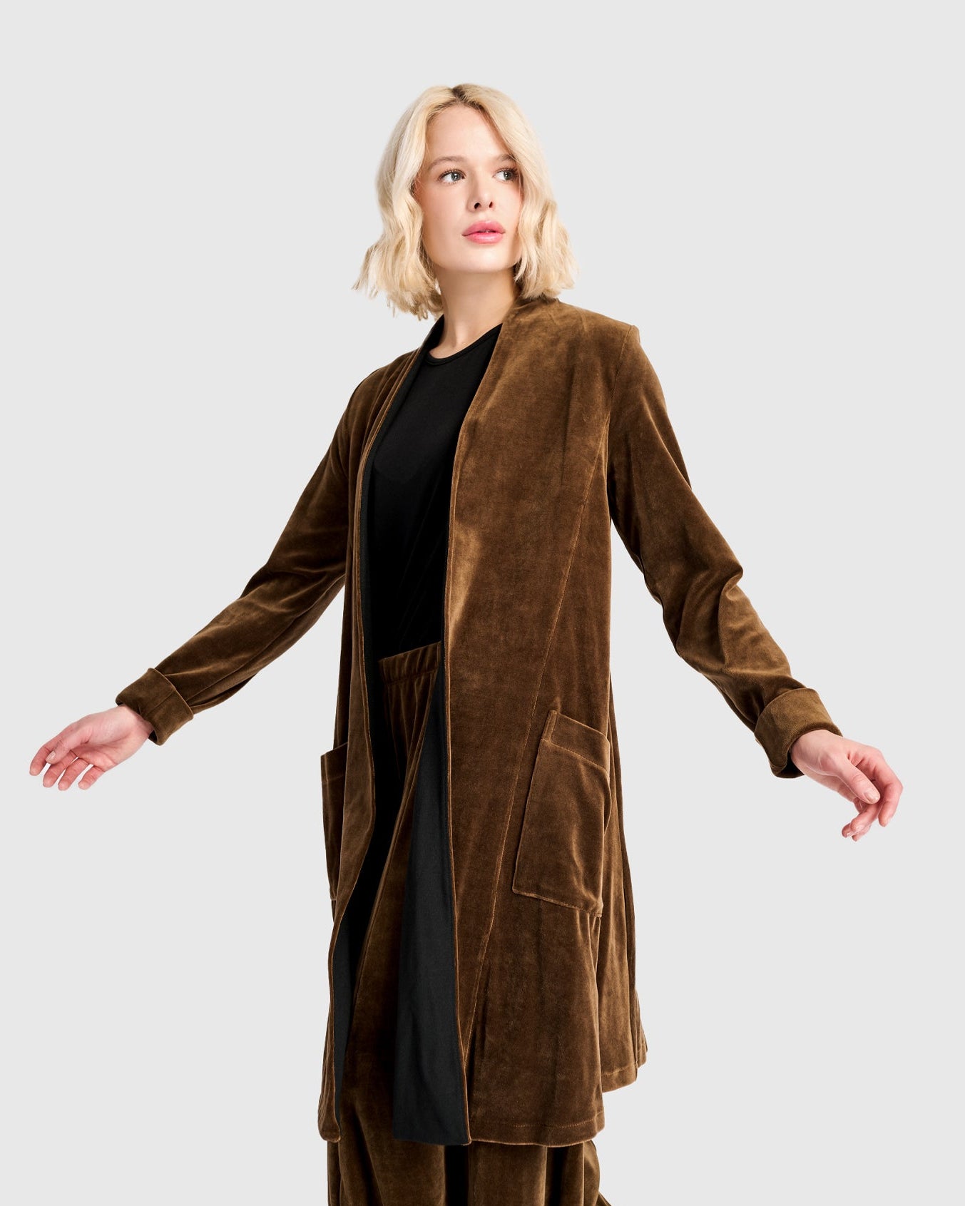 ז'קט מסתובב קטיפה חאקי