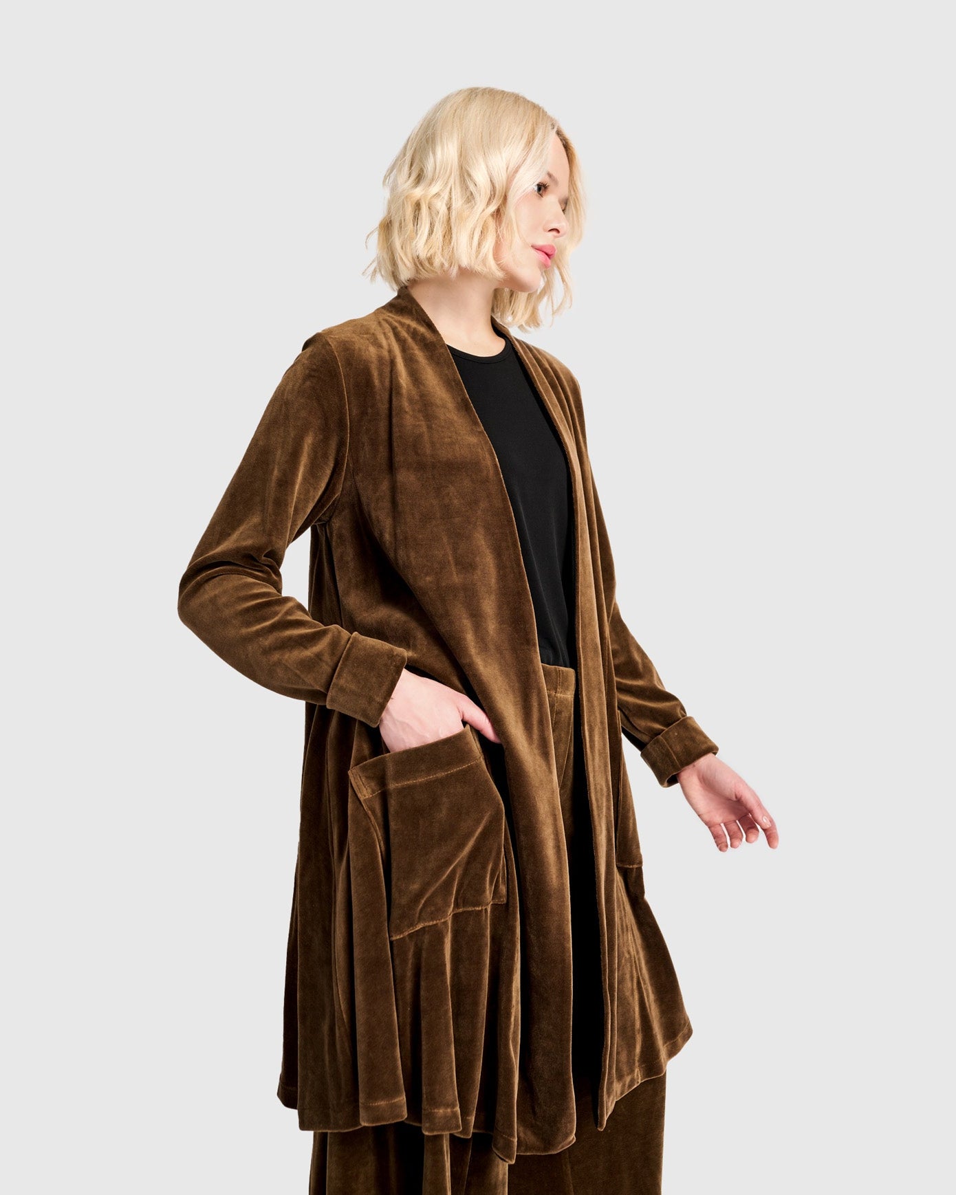 ז'קט מסתובב קטיפה חאקי