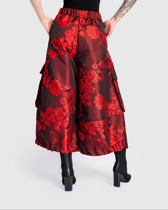 מכנסי טאפט ז'קארד אדום