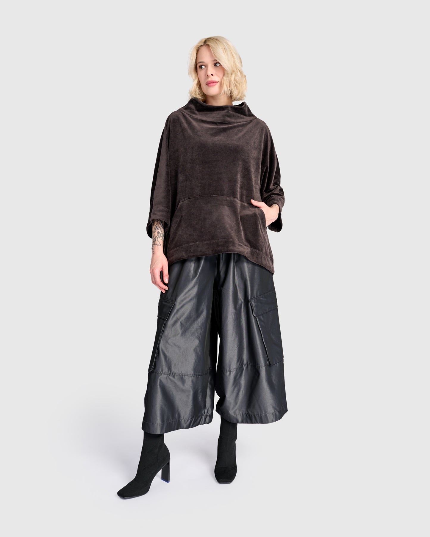 סווטשירט קייצי קטיפה אפור