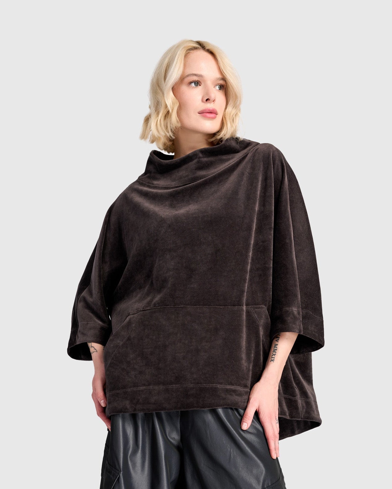 סווטשירט קייצי קטיפה אפור