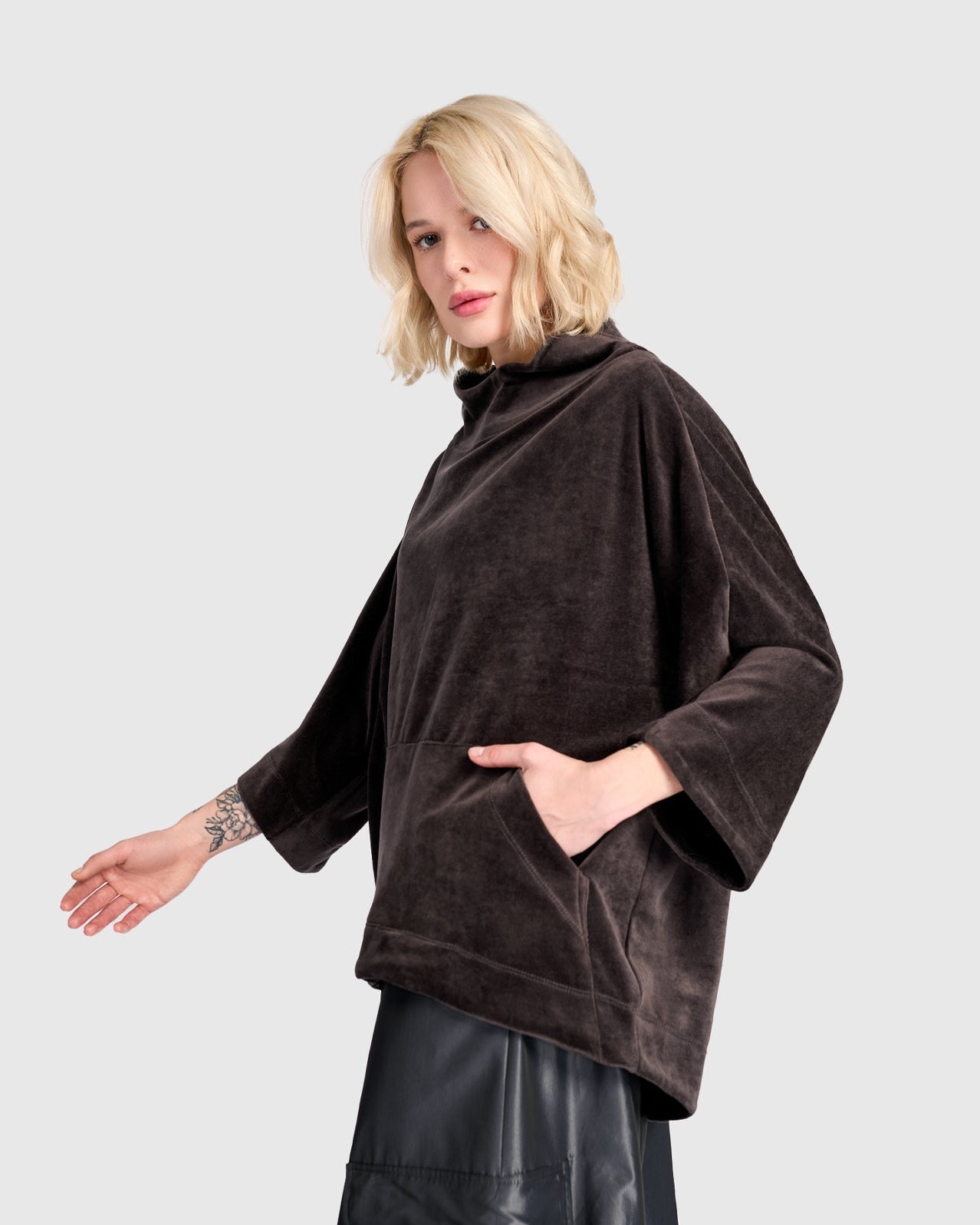 סווטשירט קייצי קטיפה אפור