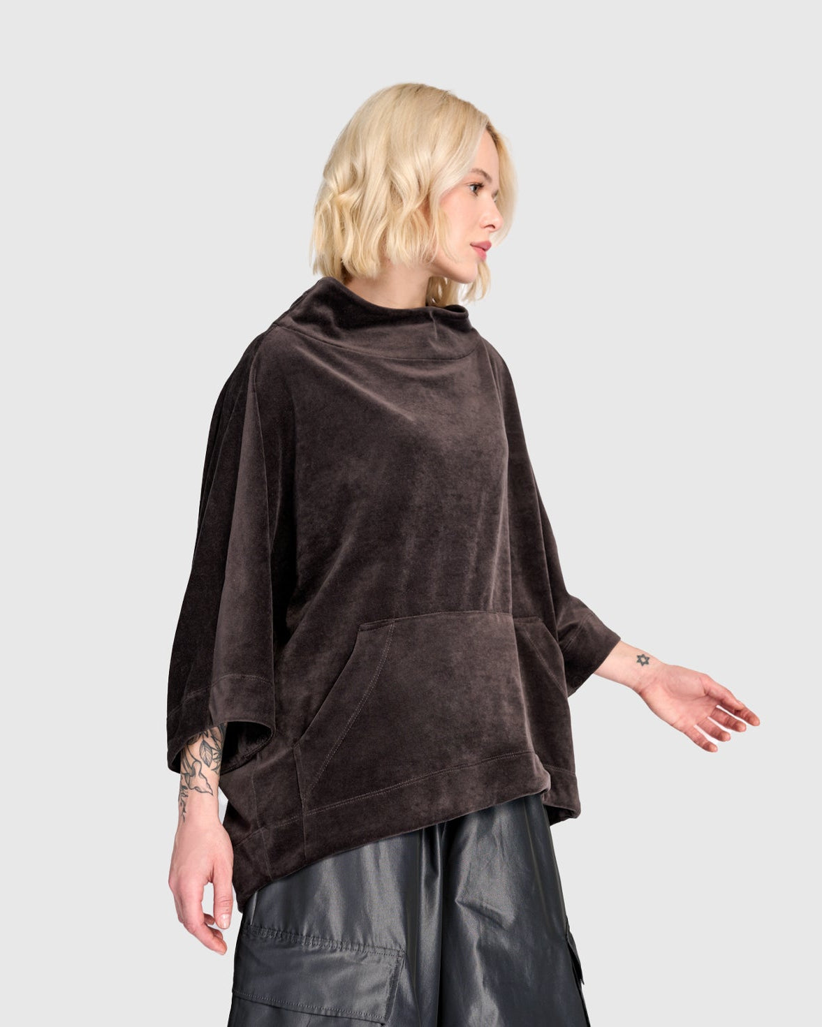 סווטשירט קייצי קטיפה אפור