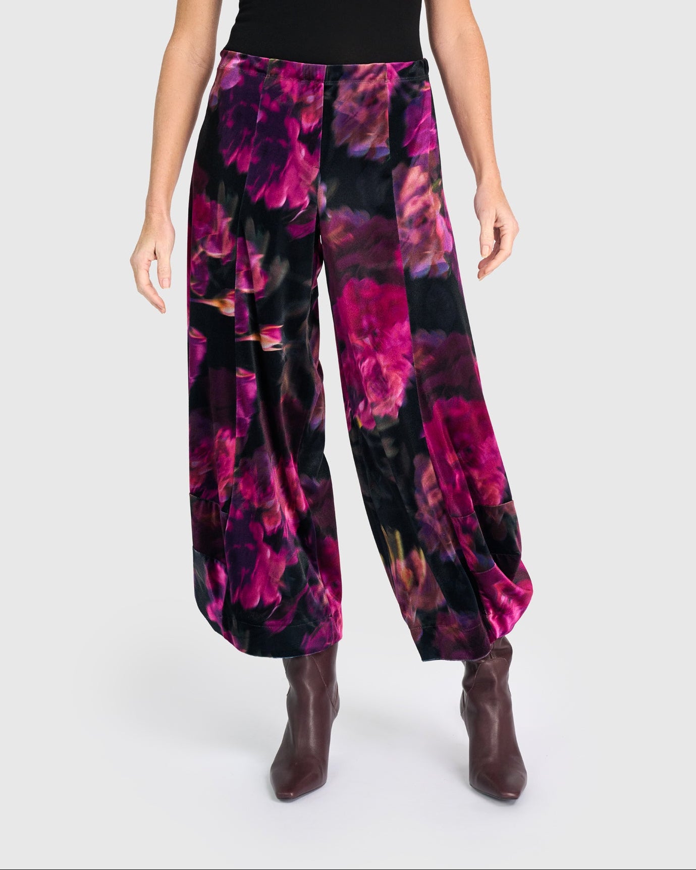 מכנסי פונטו קטיפה בורדו