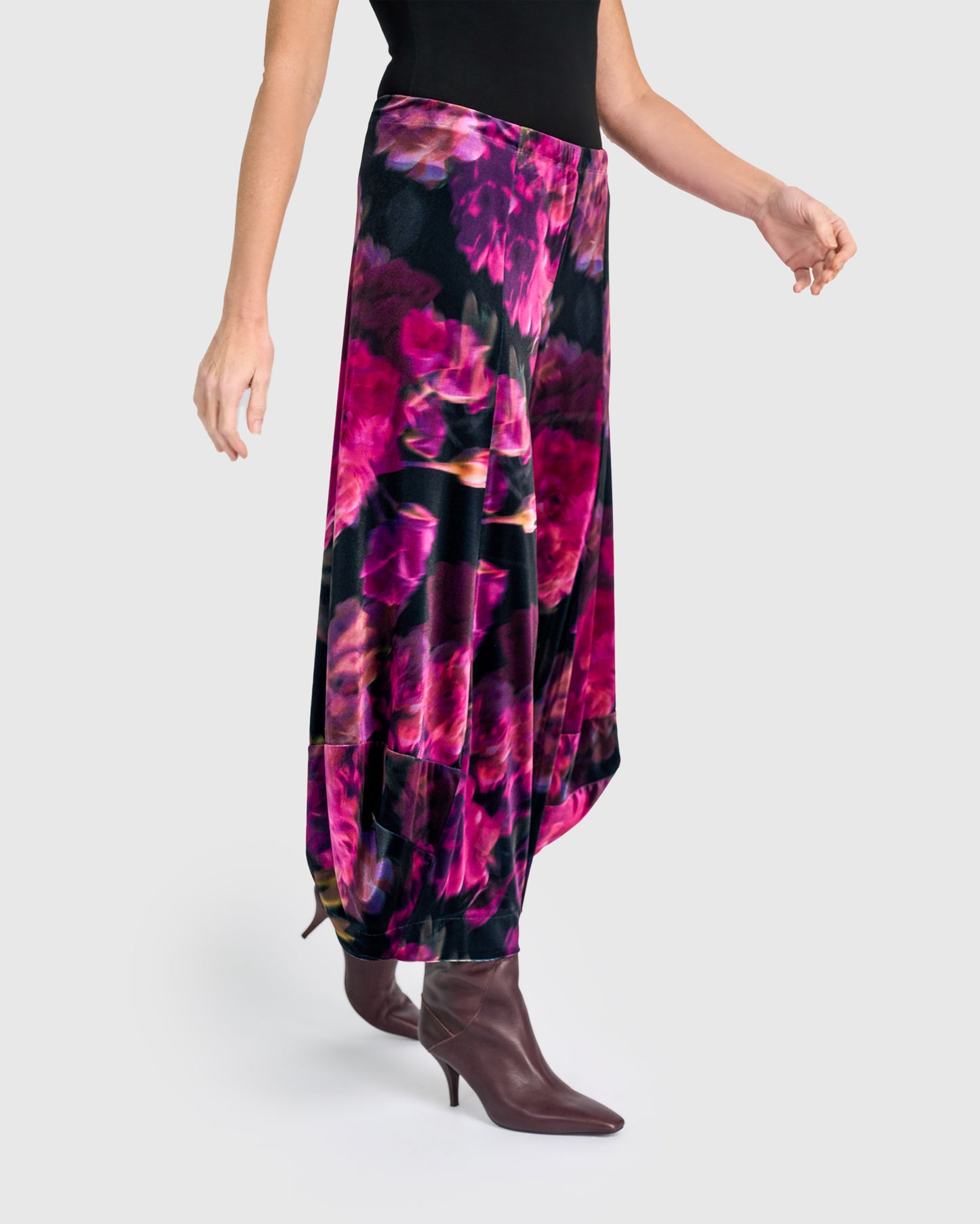 מכנסי פונטו קטיפה בורדו