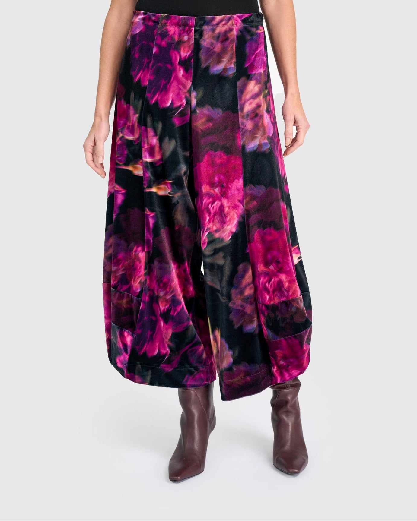 מכנסי פונטו קטיפה בורדו