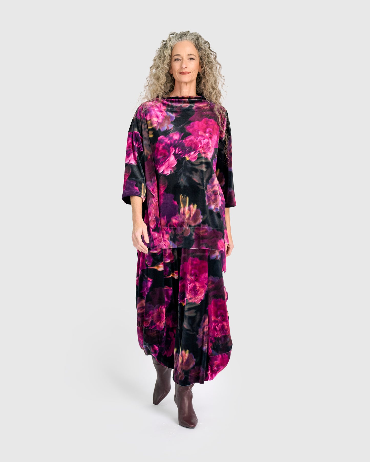 מכנסי פונטו קטיפה בורדו