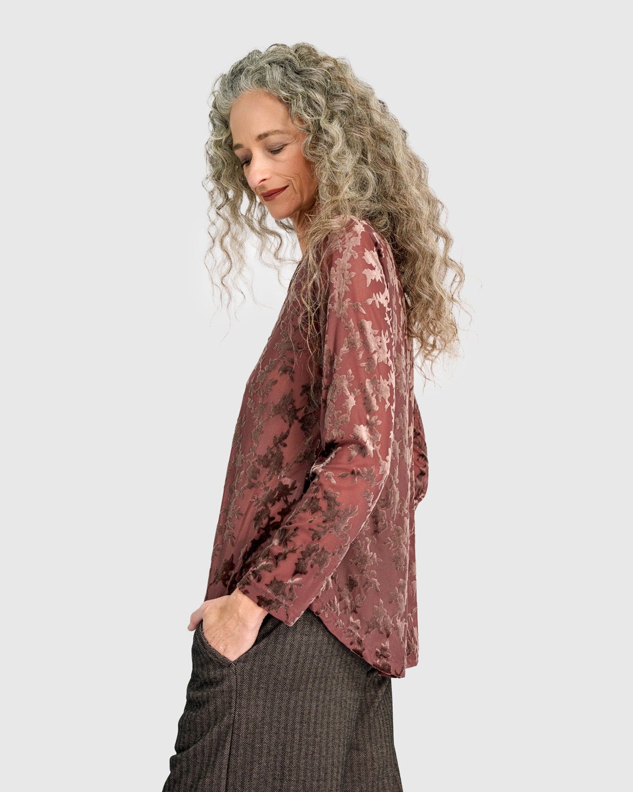 טוניקה דובדבנית קטיפה חום