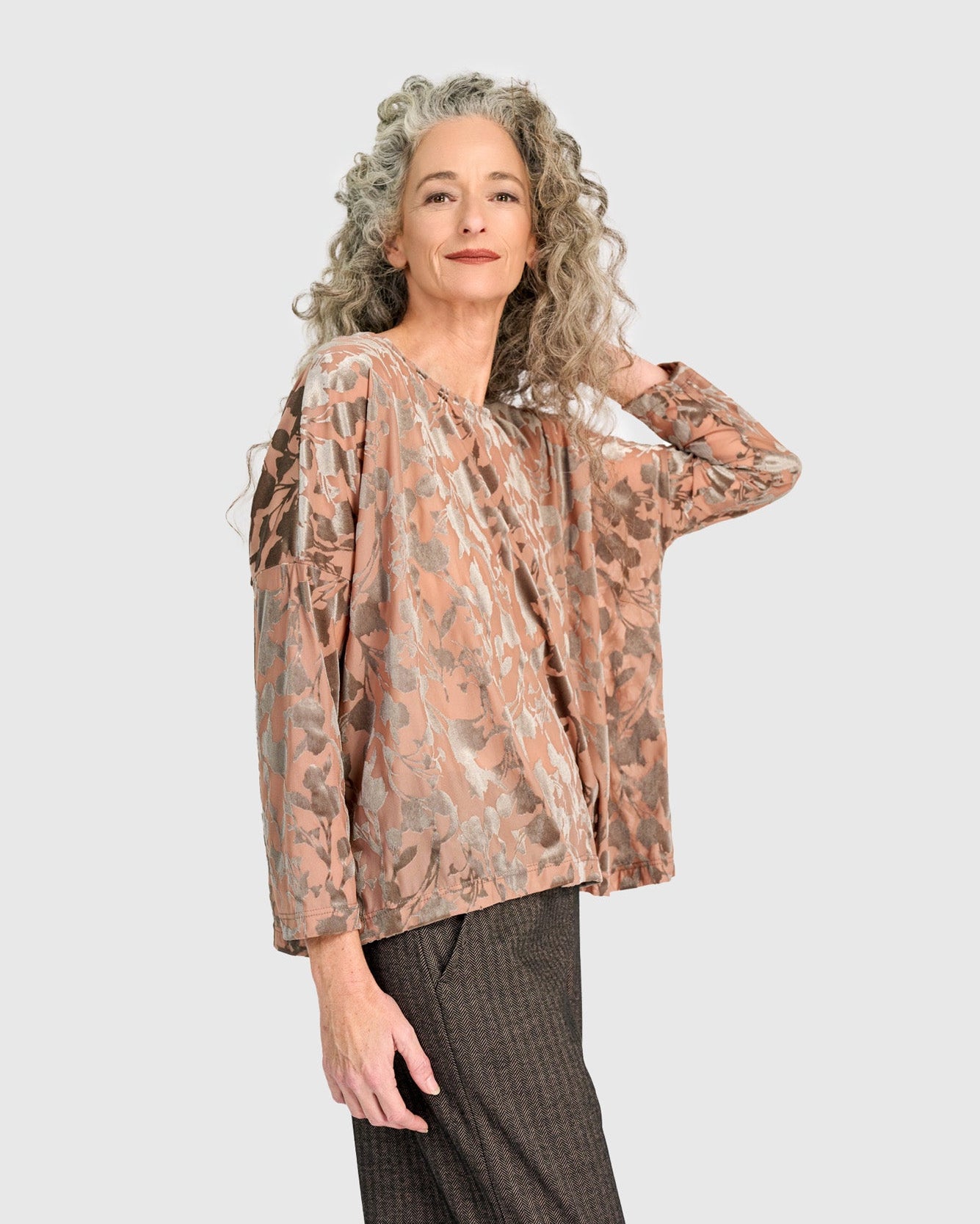 טוניקה רינה קטיפה אפרסק