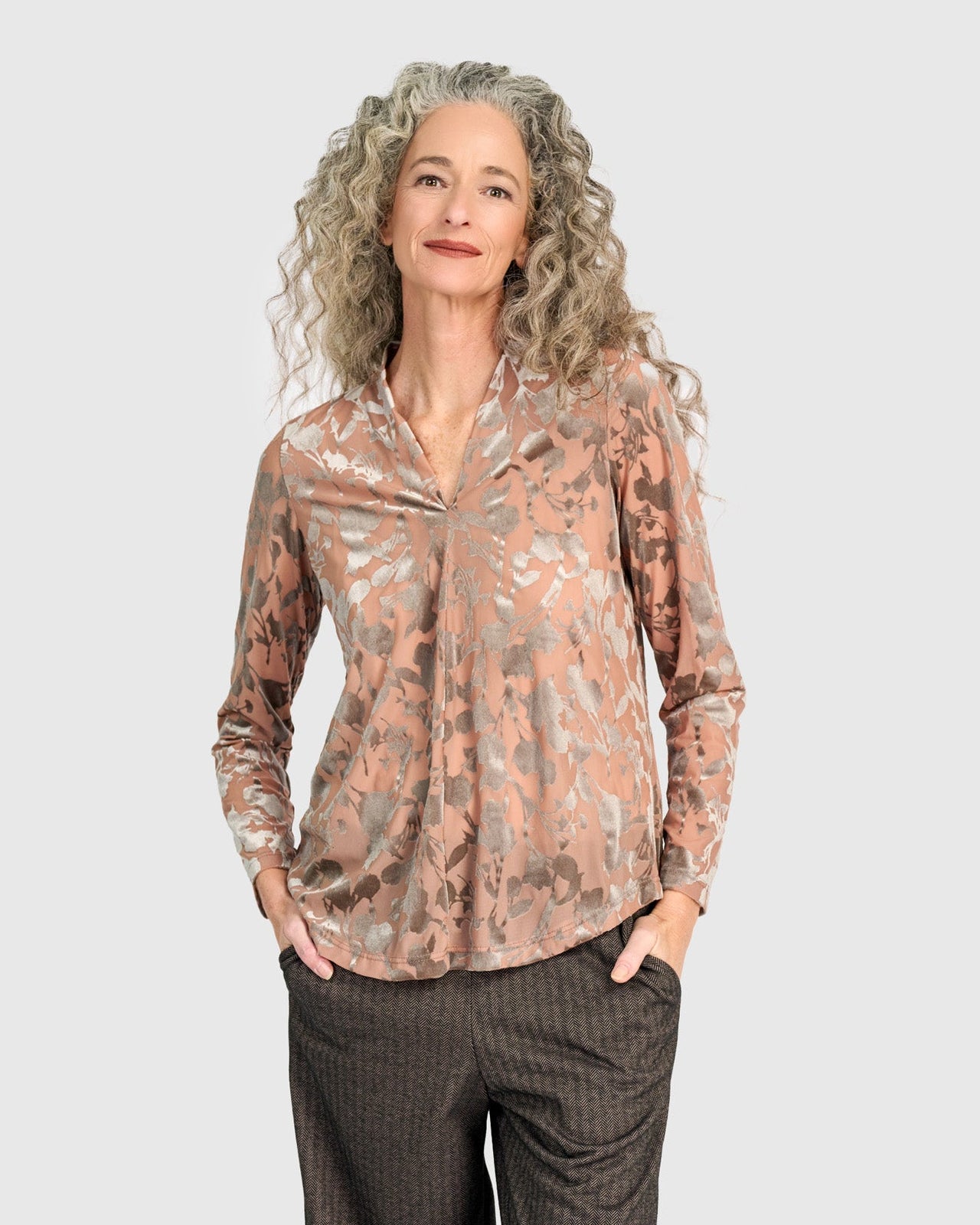 טוניקה דובדבנית קטיפה אפרסק