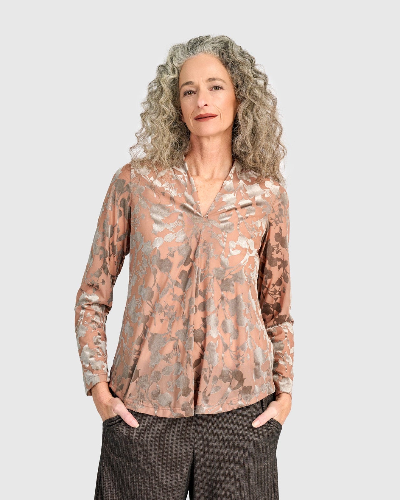 טוניקה דובדבנית קטיפה אפרסק