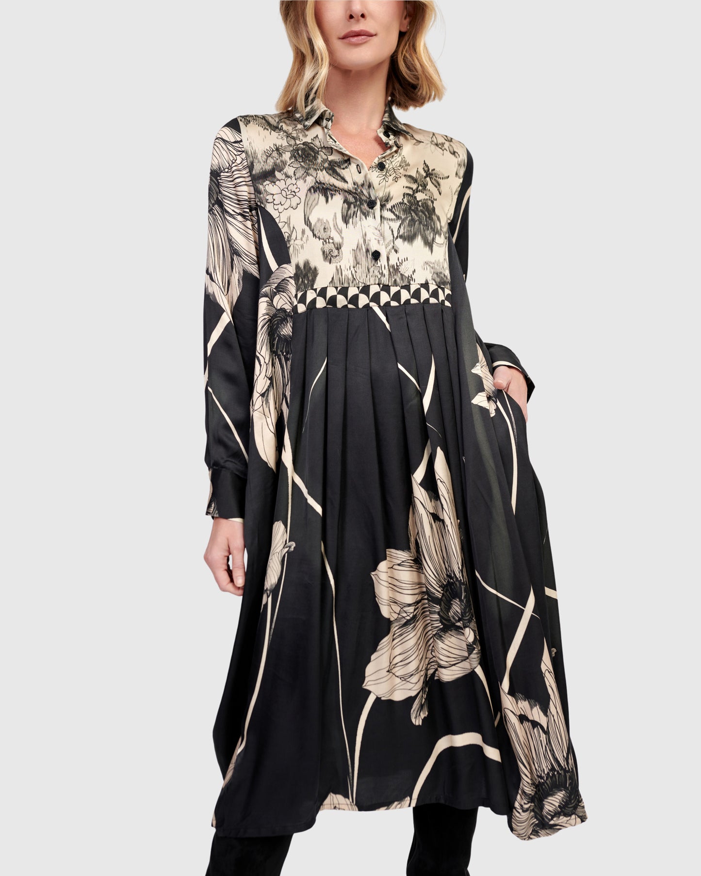 שמלה זהב מודפסת