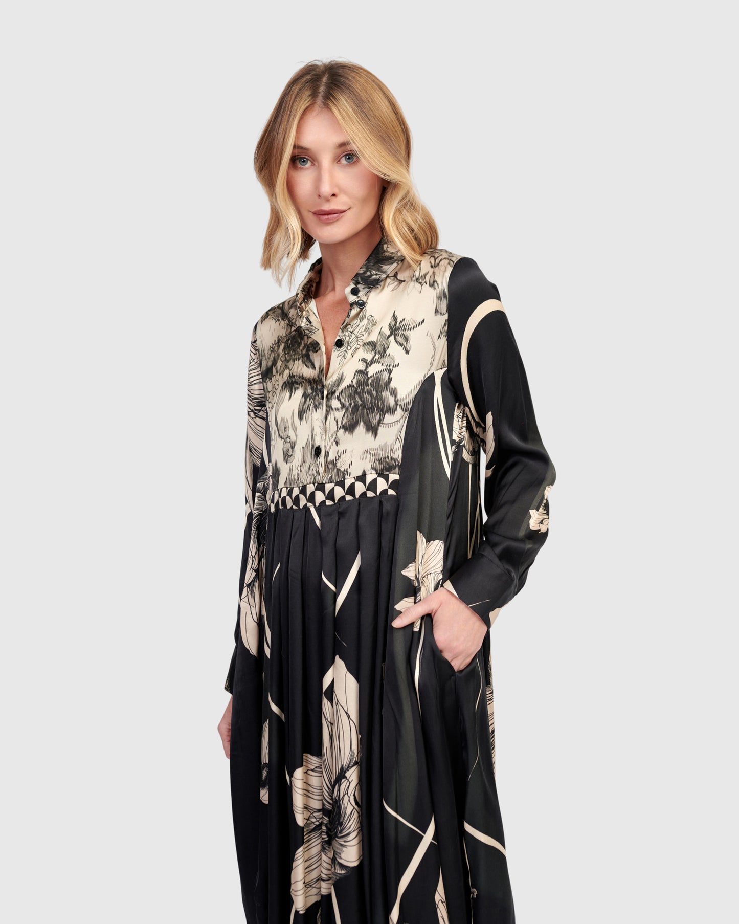 שמלה זהב מודפסת