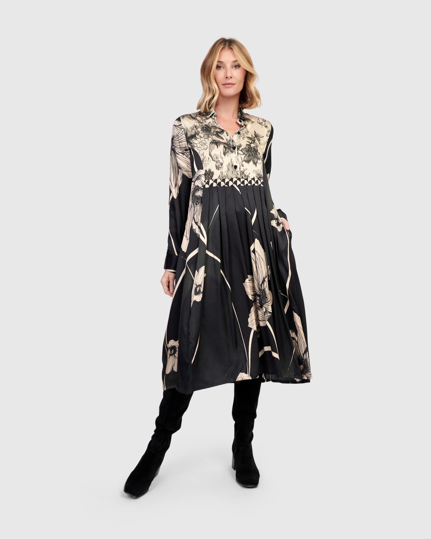 שמלה זהב מודפסת