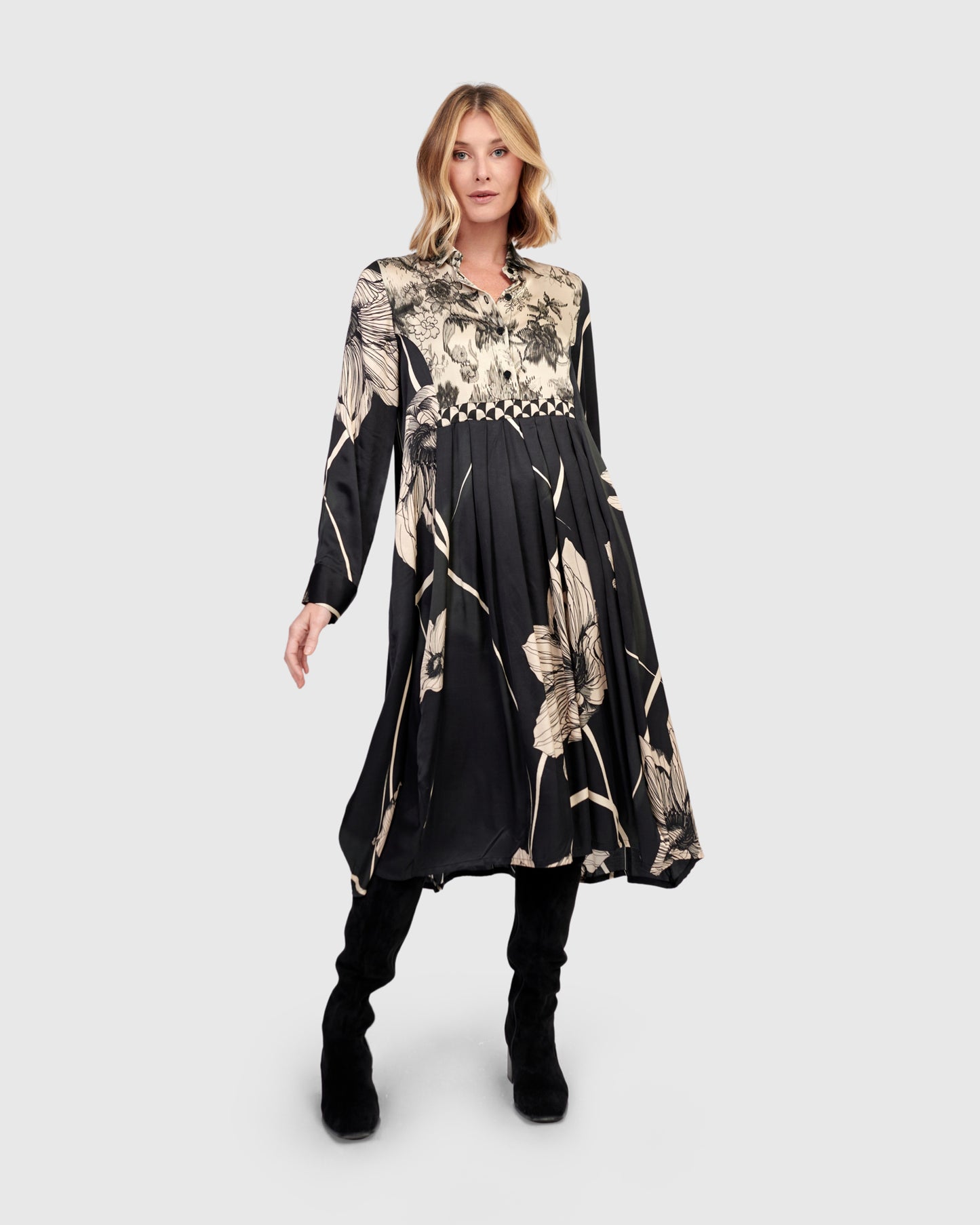 שמלה זהב מודפסת