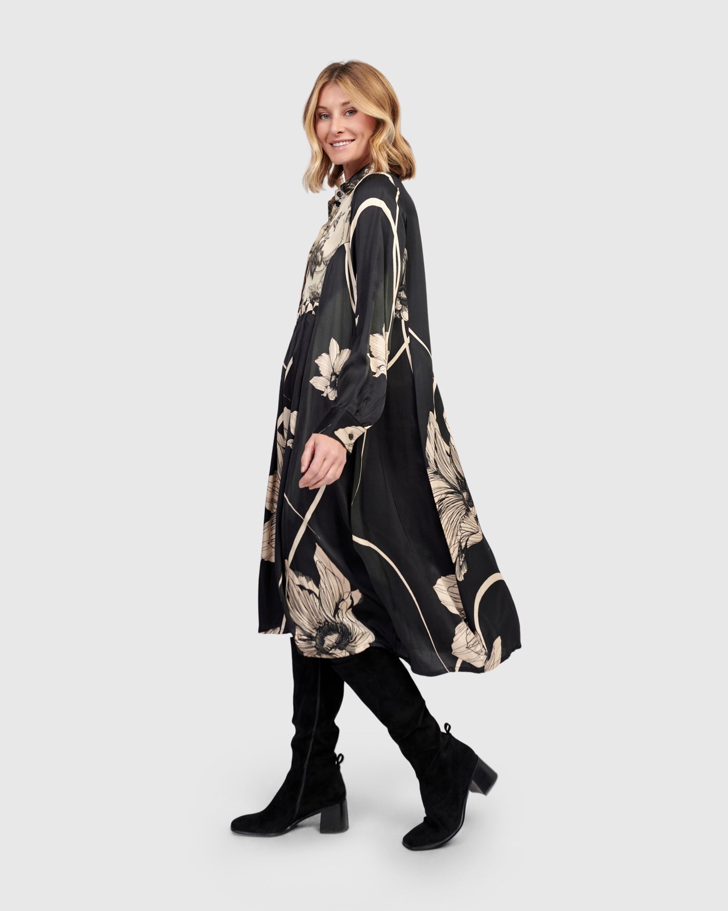 שמלה זהב מודפסת