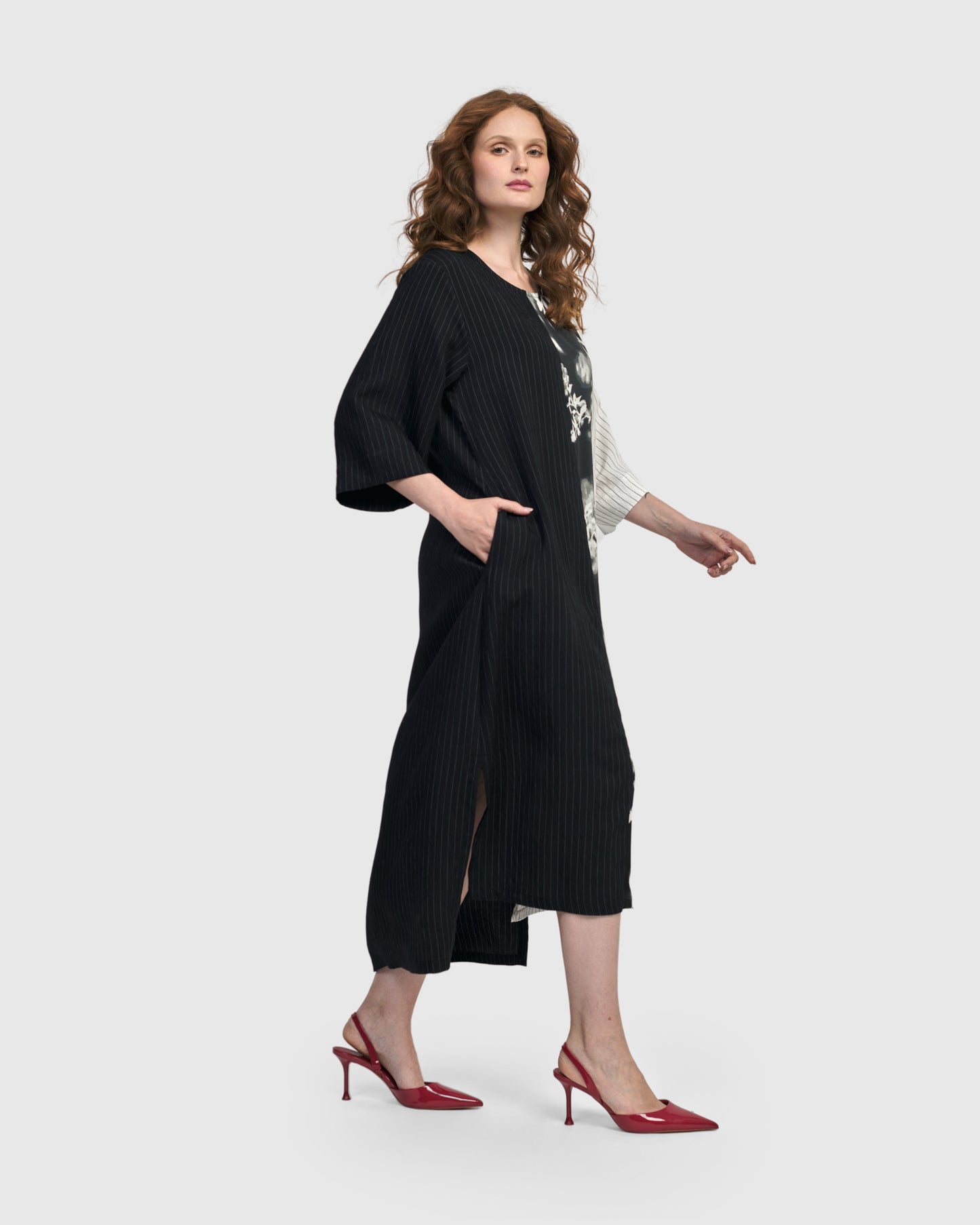 שמלה שילוש שחור לבן מיקס