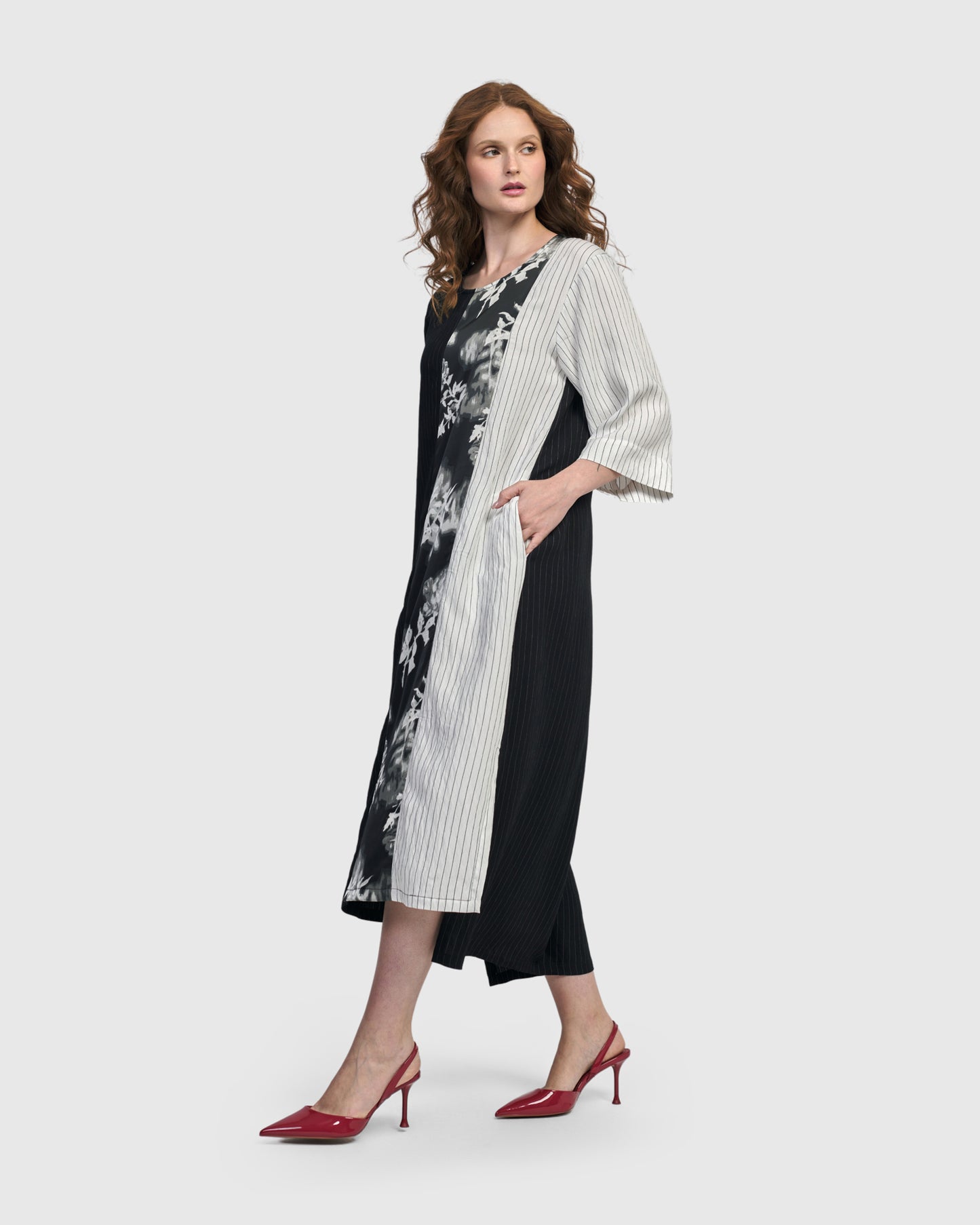 שמלה שילוש שחור לבן מיקס