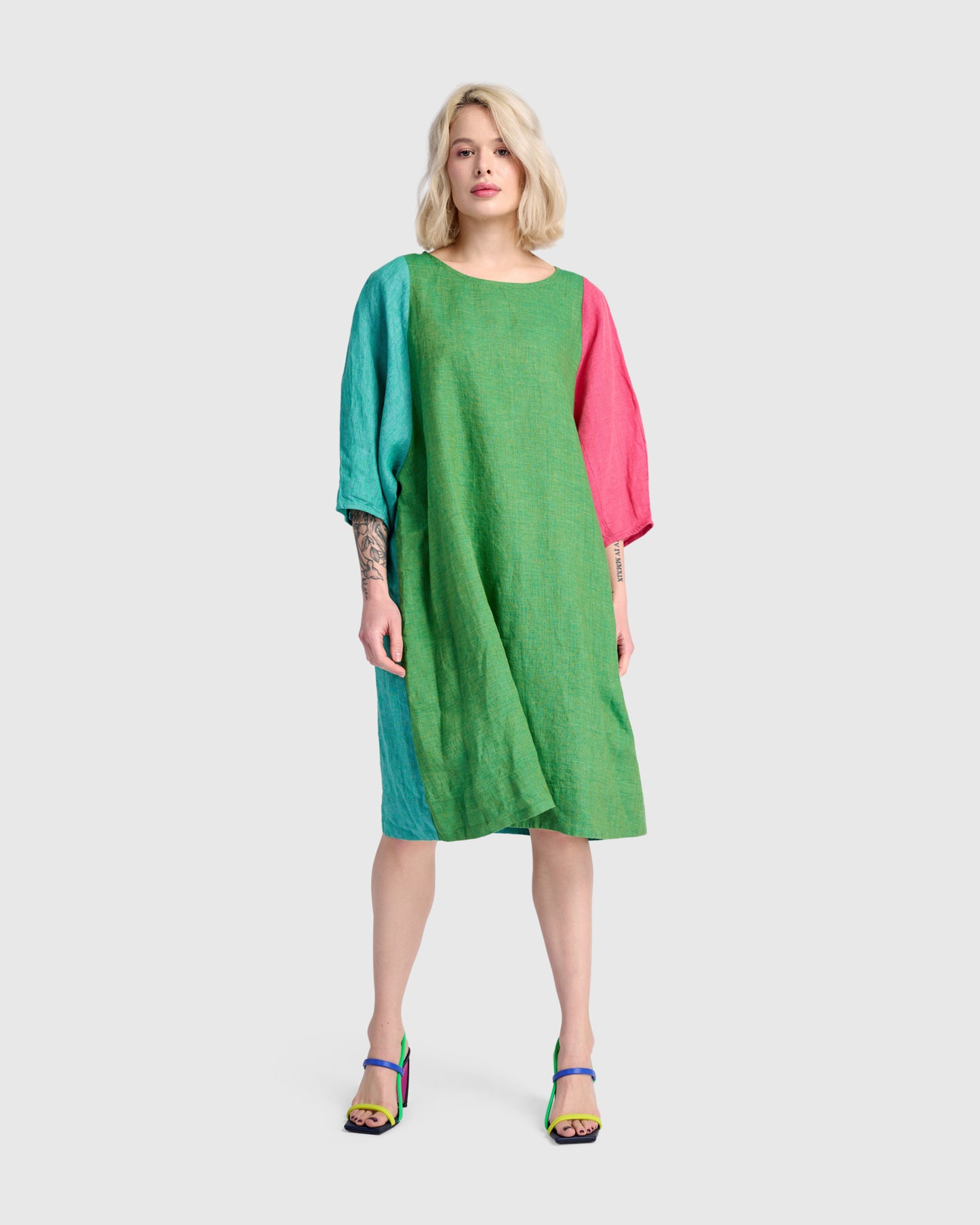 שמלה קולור בלוק טרופיקל