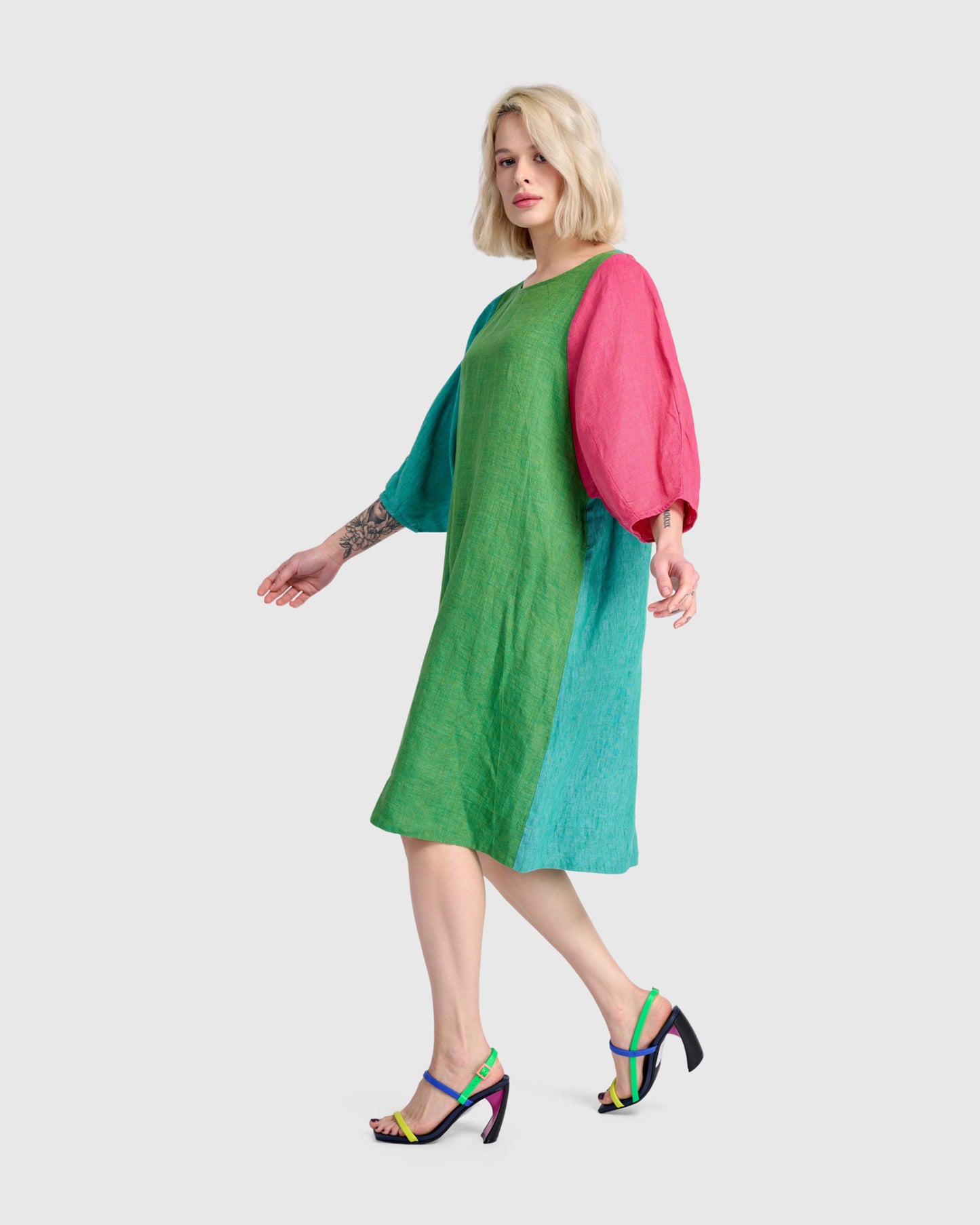 שמלה קולור בלוק טרופיקל