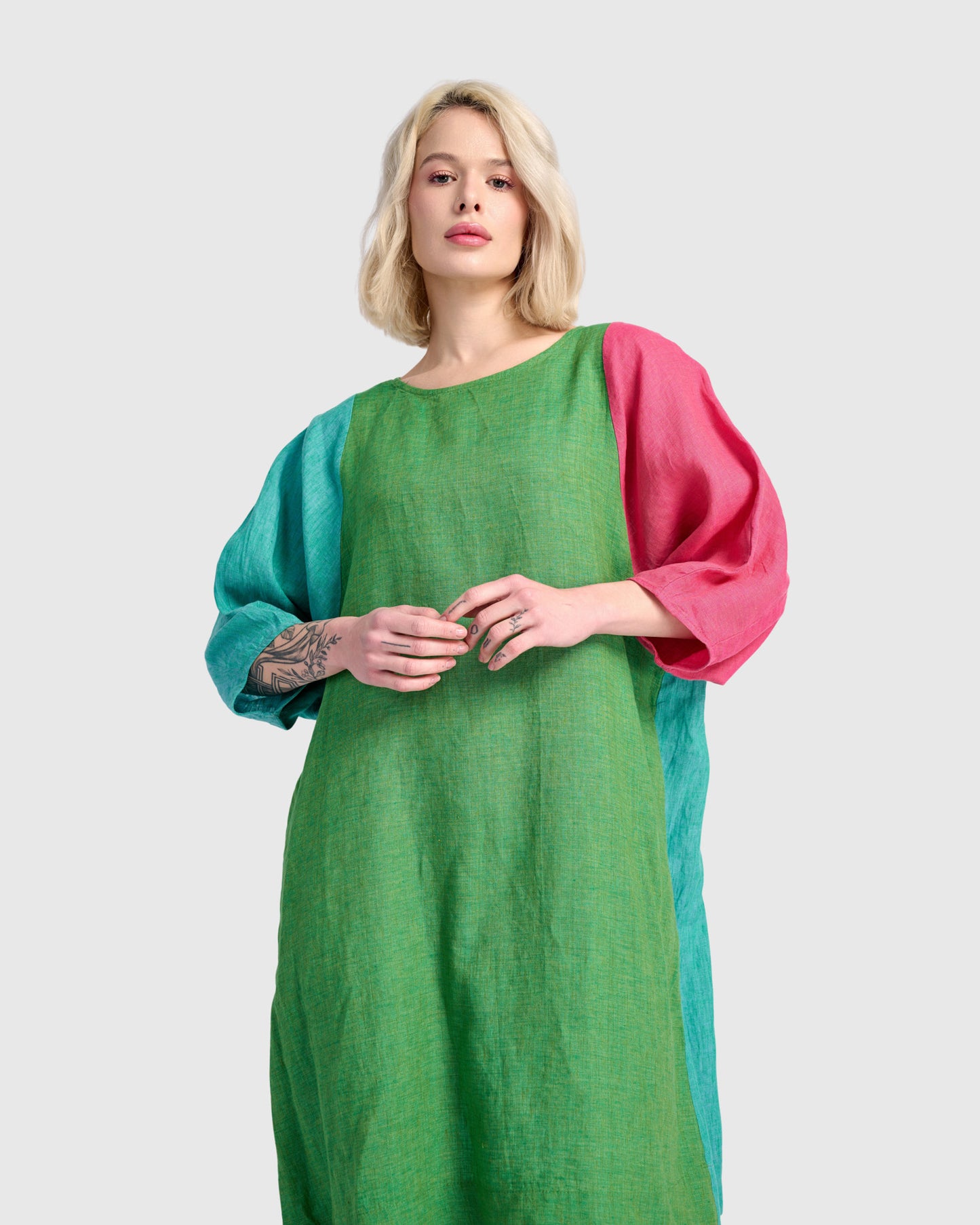 שמלה קולור בלוק טרופיקל