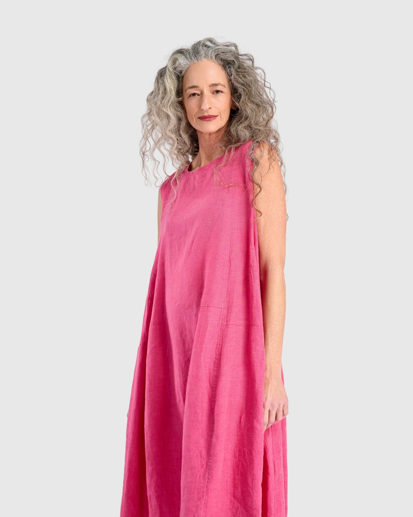 שמלה גופייה פשתן ורודה