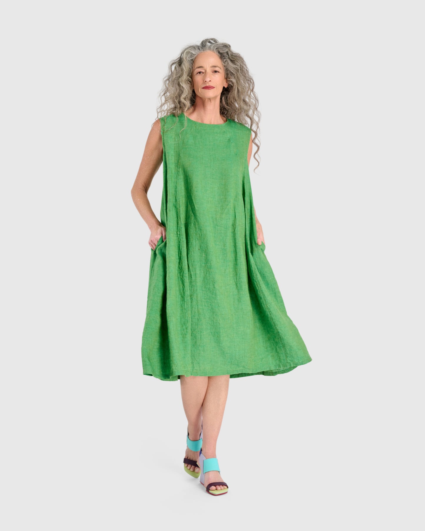 שמלה גופייה פשתן ירוקה