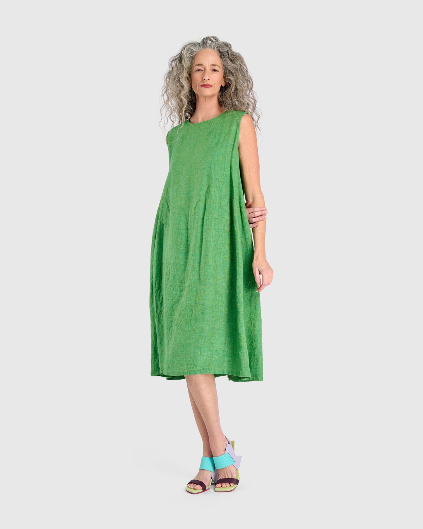 שמלה גופייה פשתן ירוקה