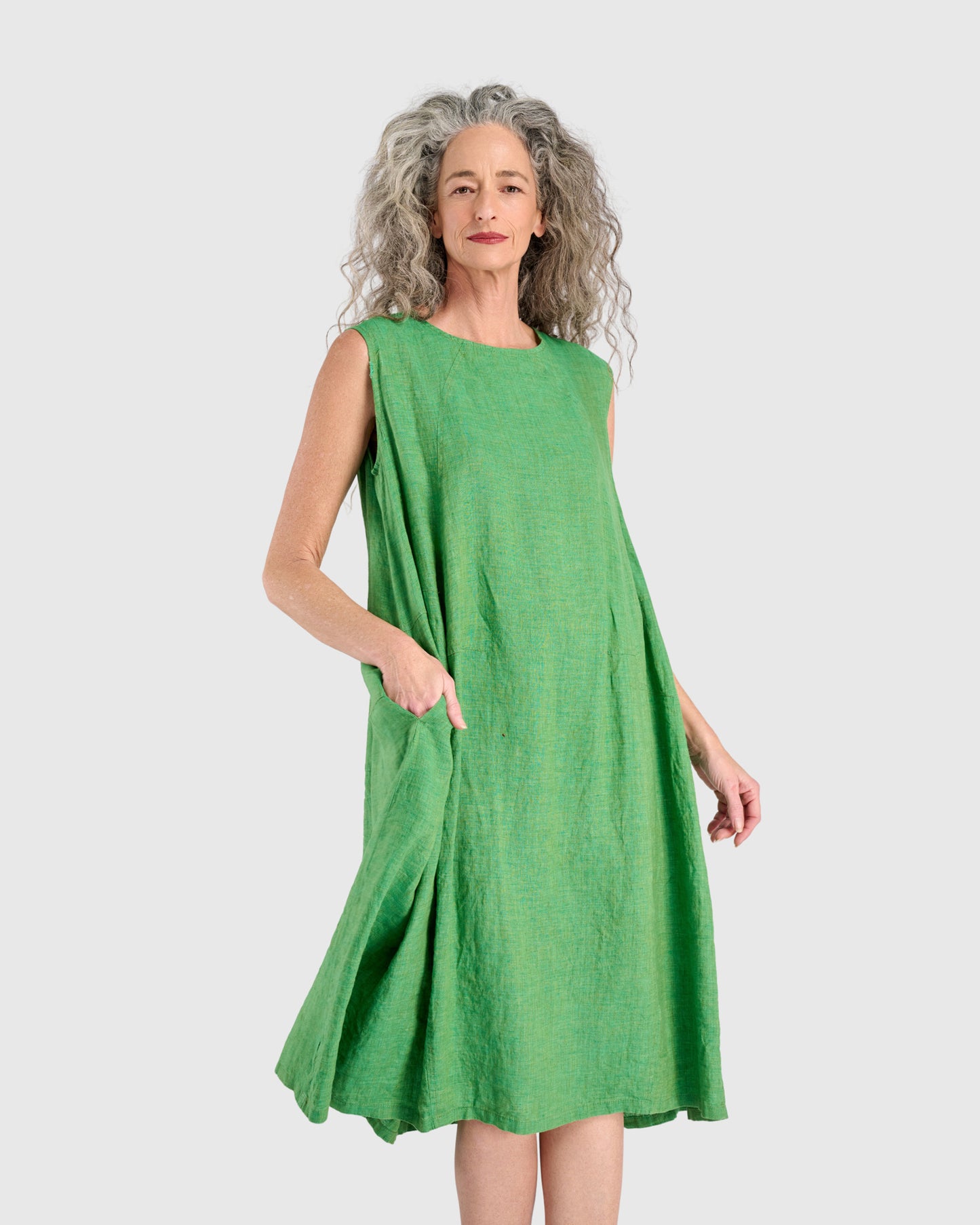 שמלה גופייה פשתן ירוקה