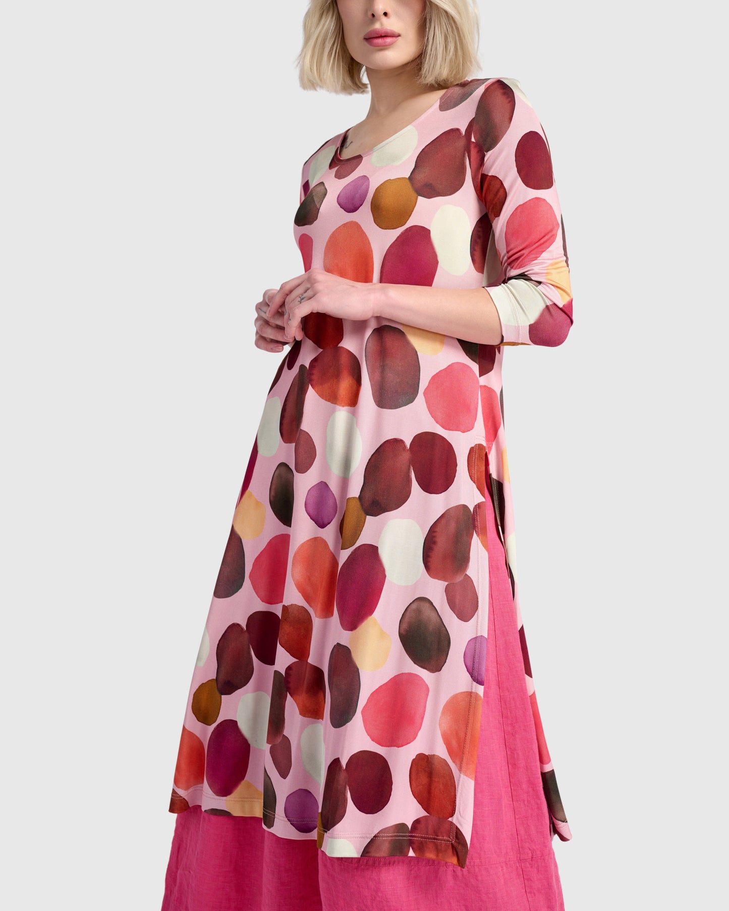 שמלה טוניקה פתחים בועות מג'נטה