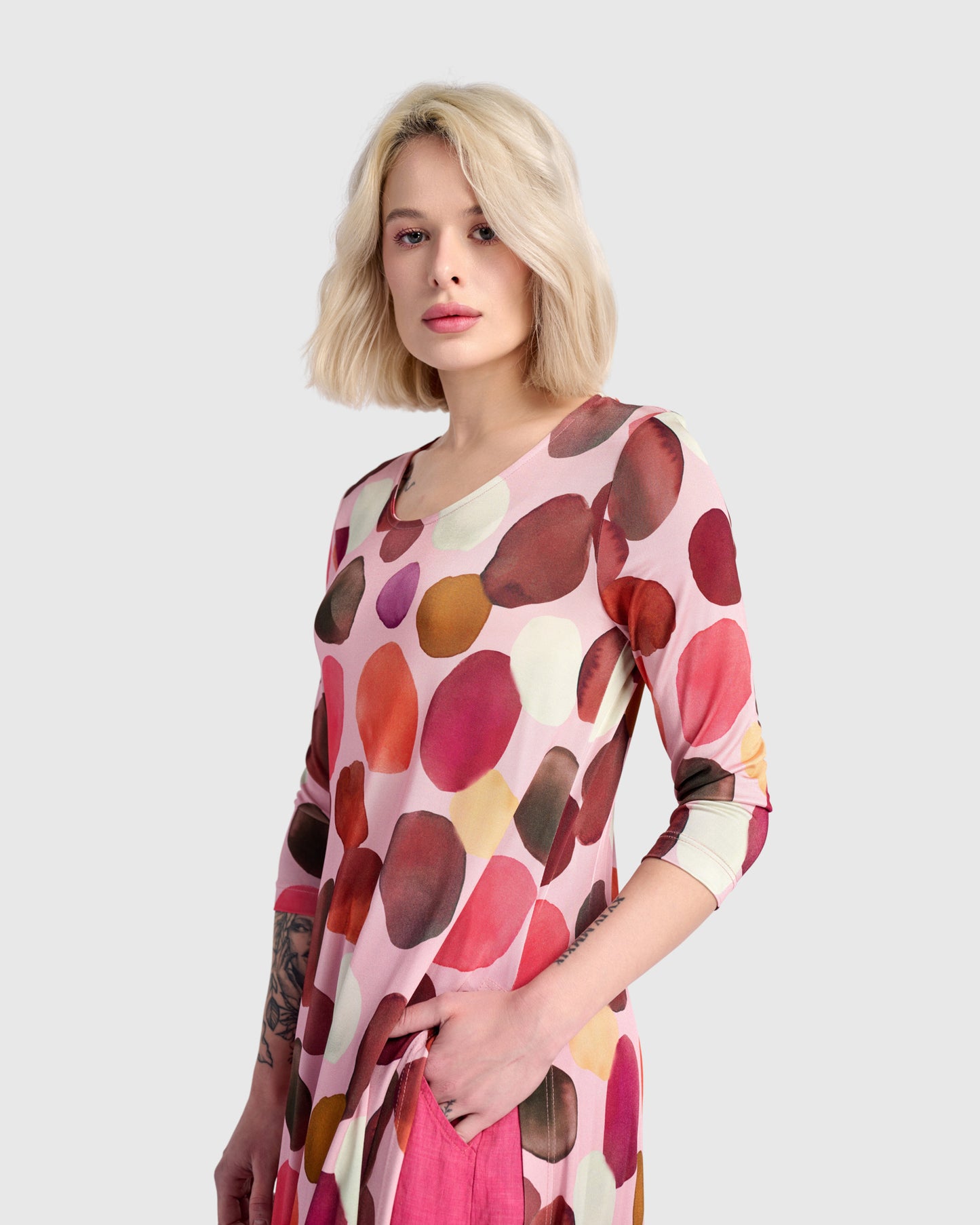 שמלה טוניקה פתחים בועות מג'נטה