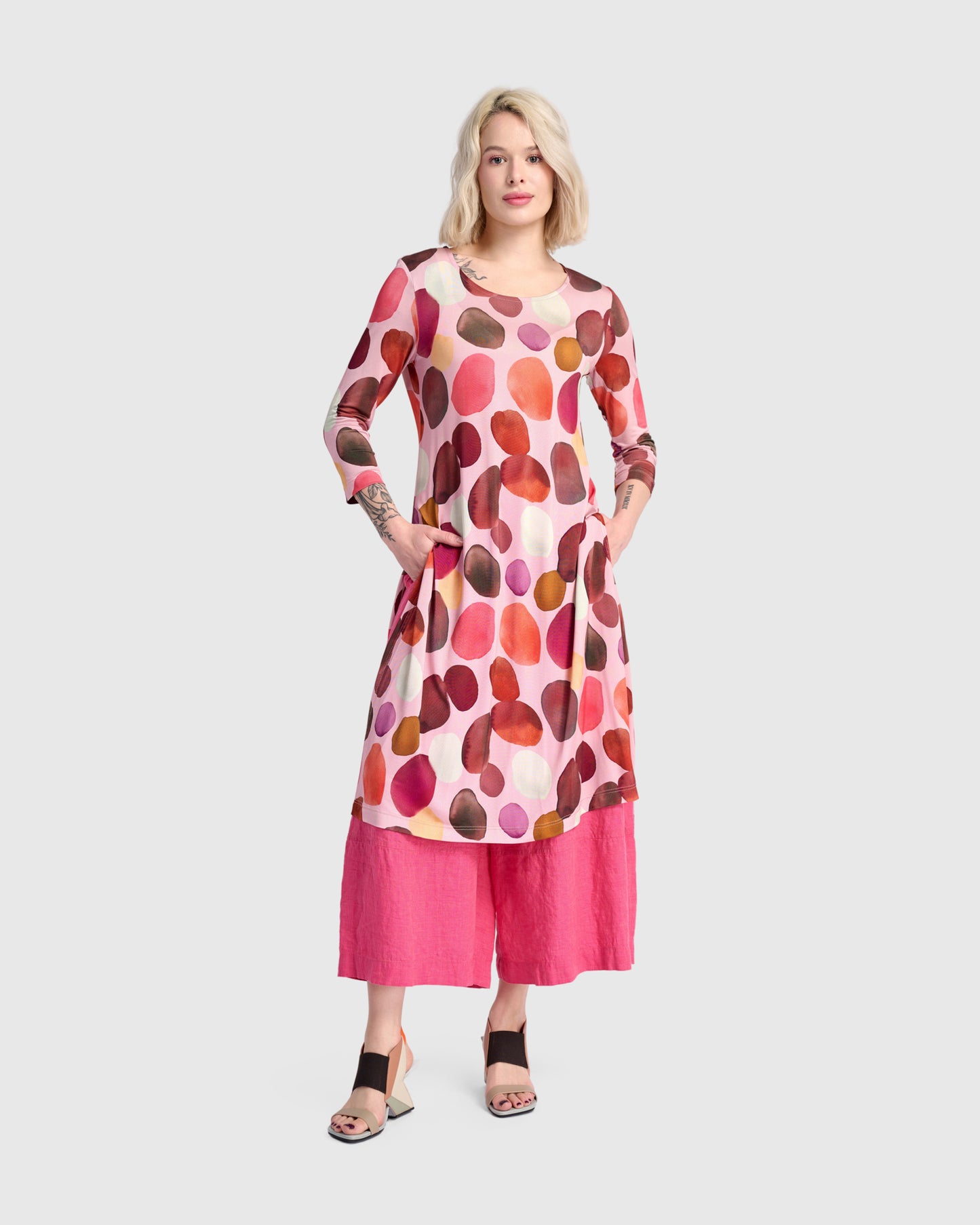 שמלה טוניקה פתחים בועות מג'נטה