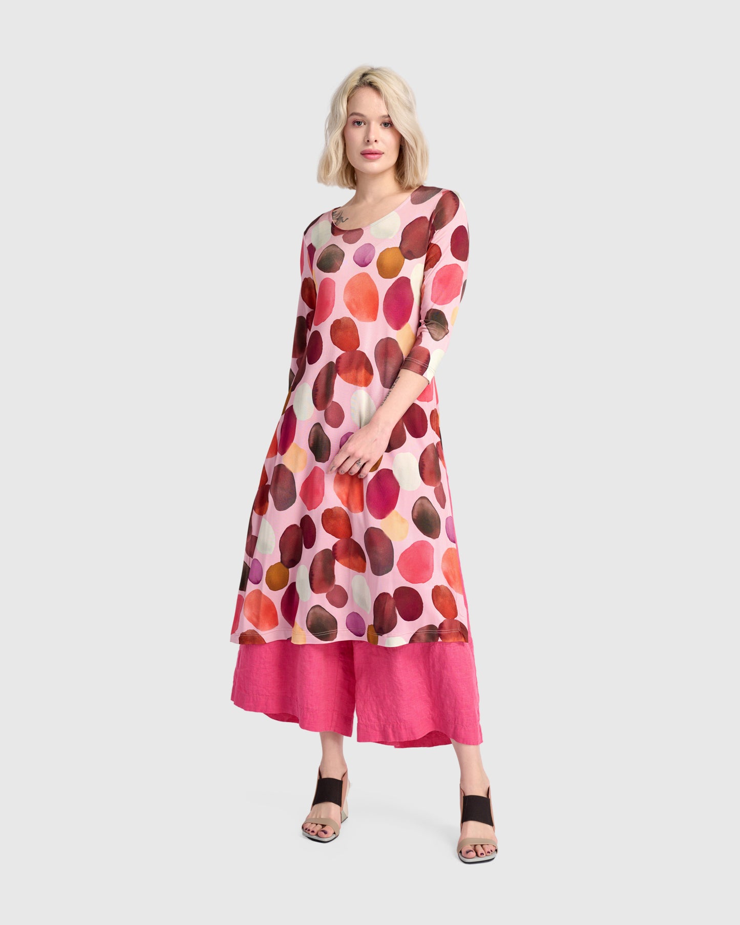 שמלה טוניקה פתחים בועות מג'נטה