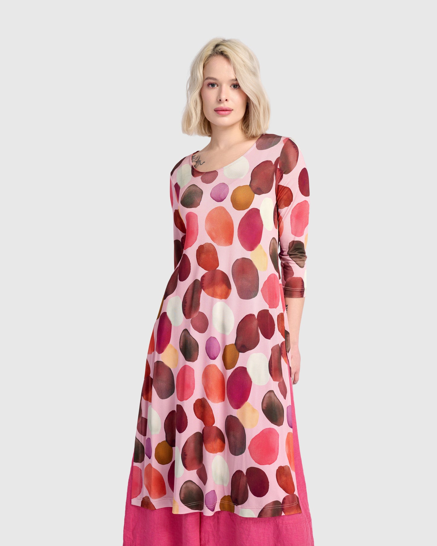 שמלה טוניקה פתחים בועות מג'נטה