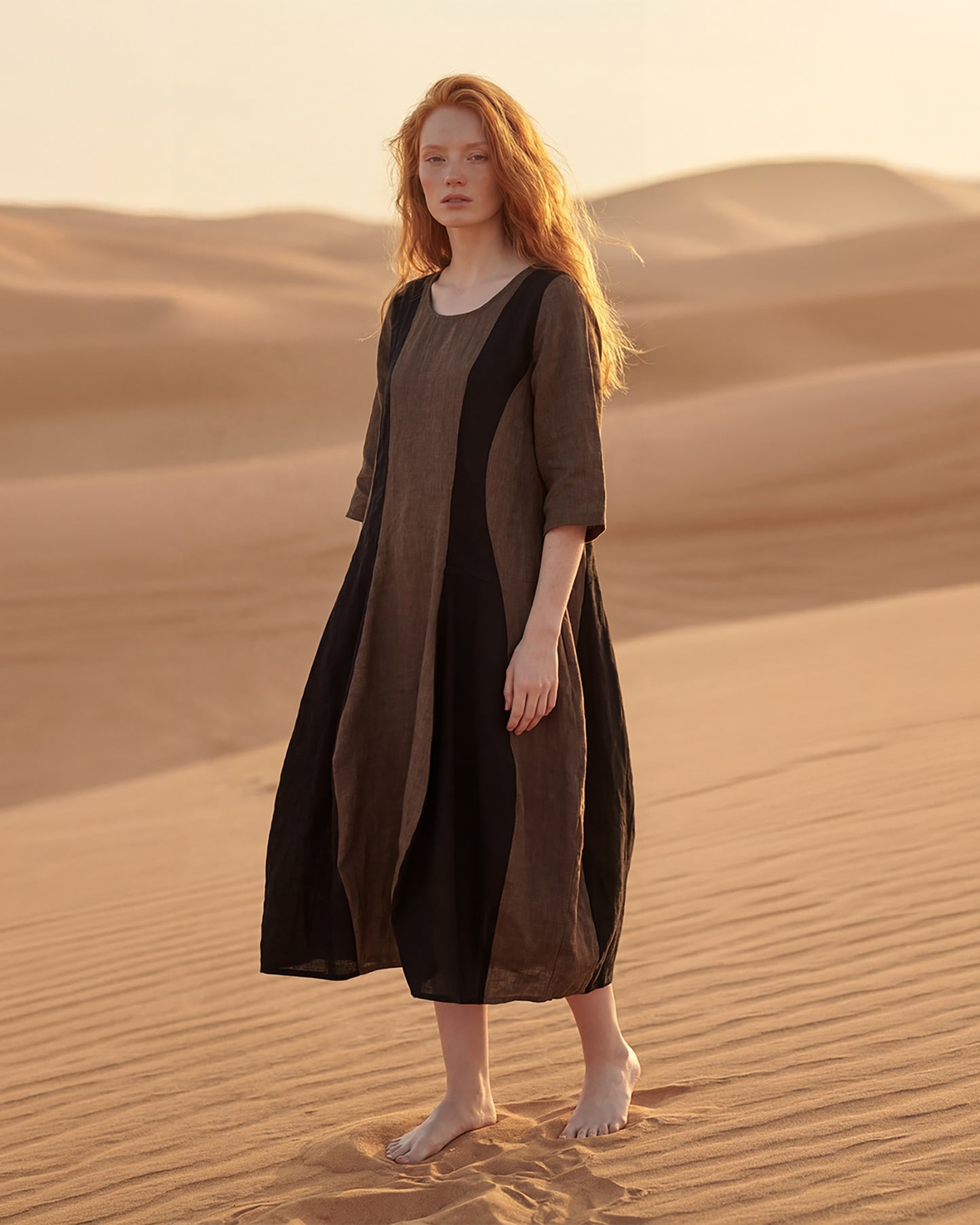 שמלה גולדי פשתן חומה