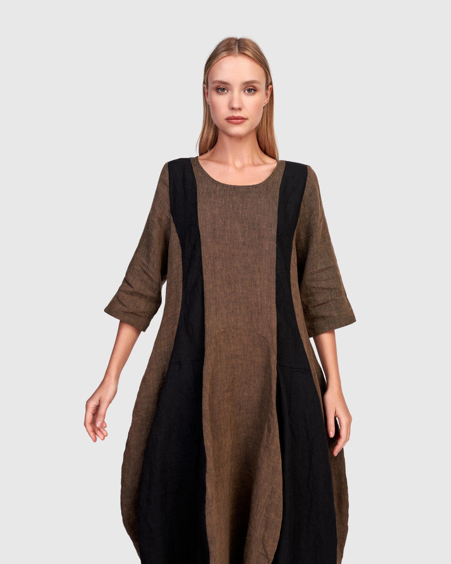 שמלה גולדי פשתן חומה