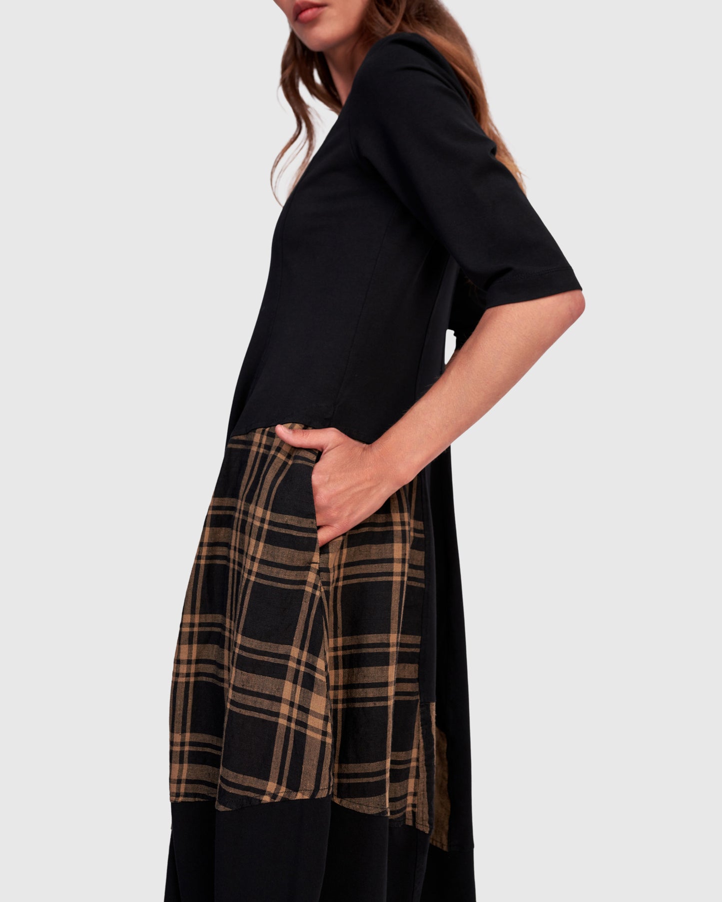 שמלה מיקס פשתן שחורה