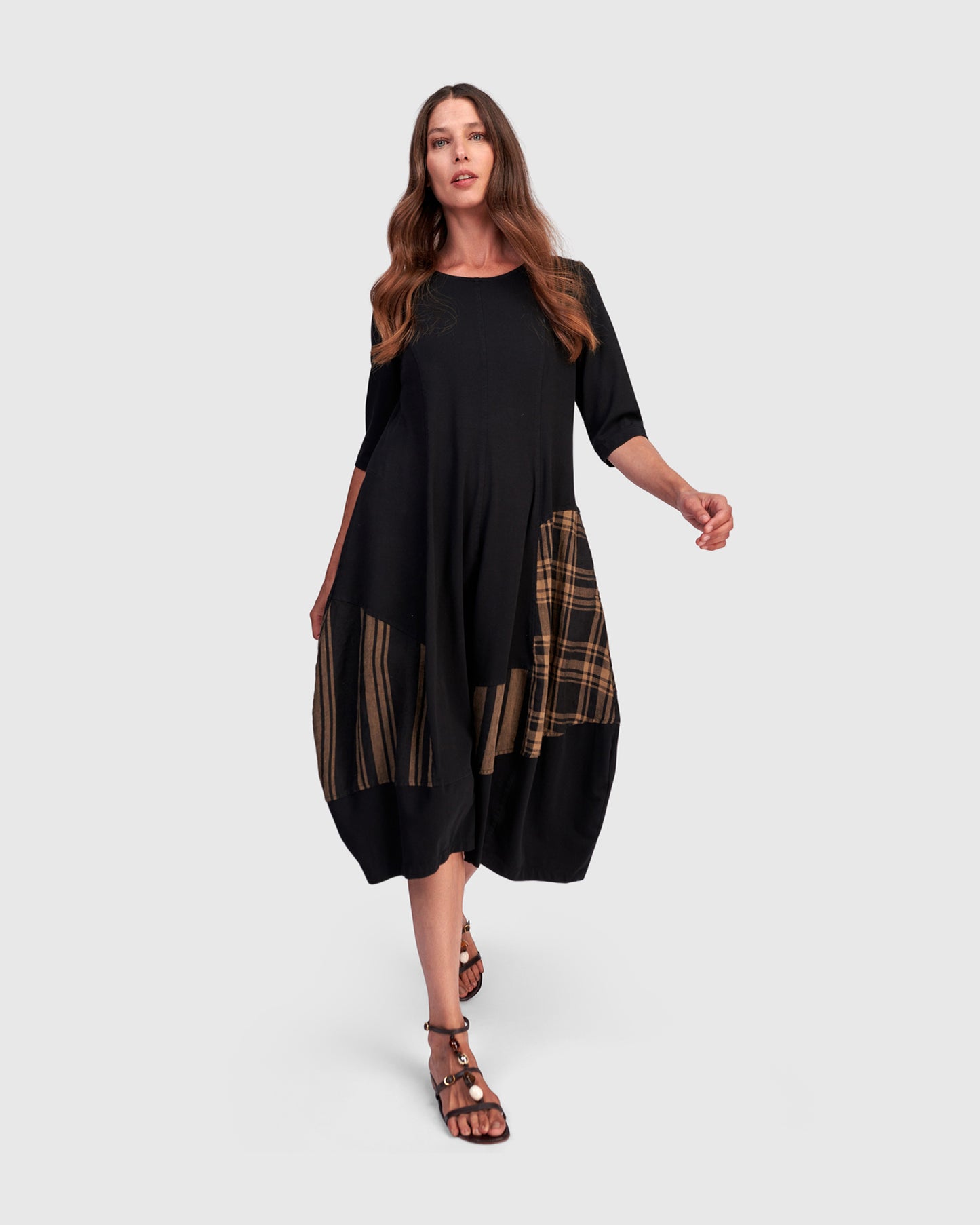 שמלה מיקס פשתן שחורה