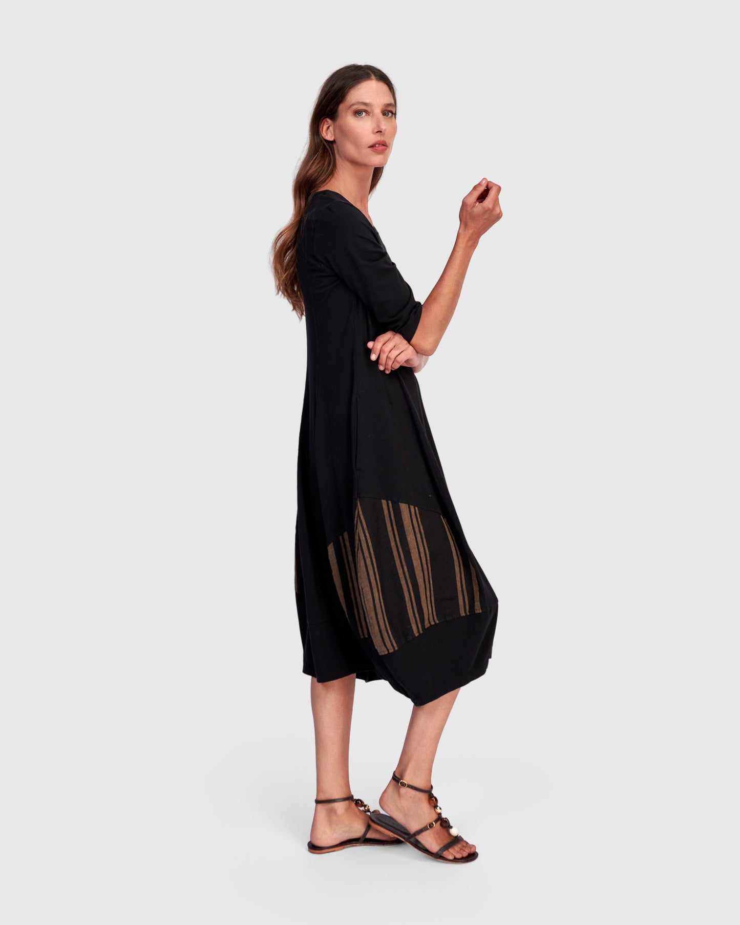 שמלה מיקס פשתן שחורה