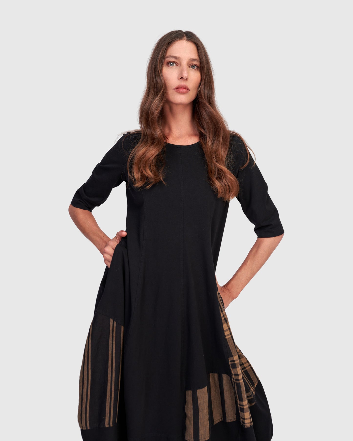 שמלה מיקס פשתן שחורה